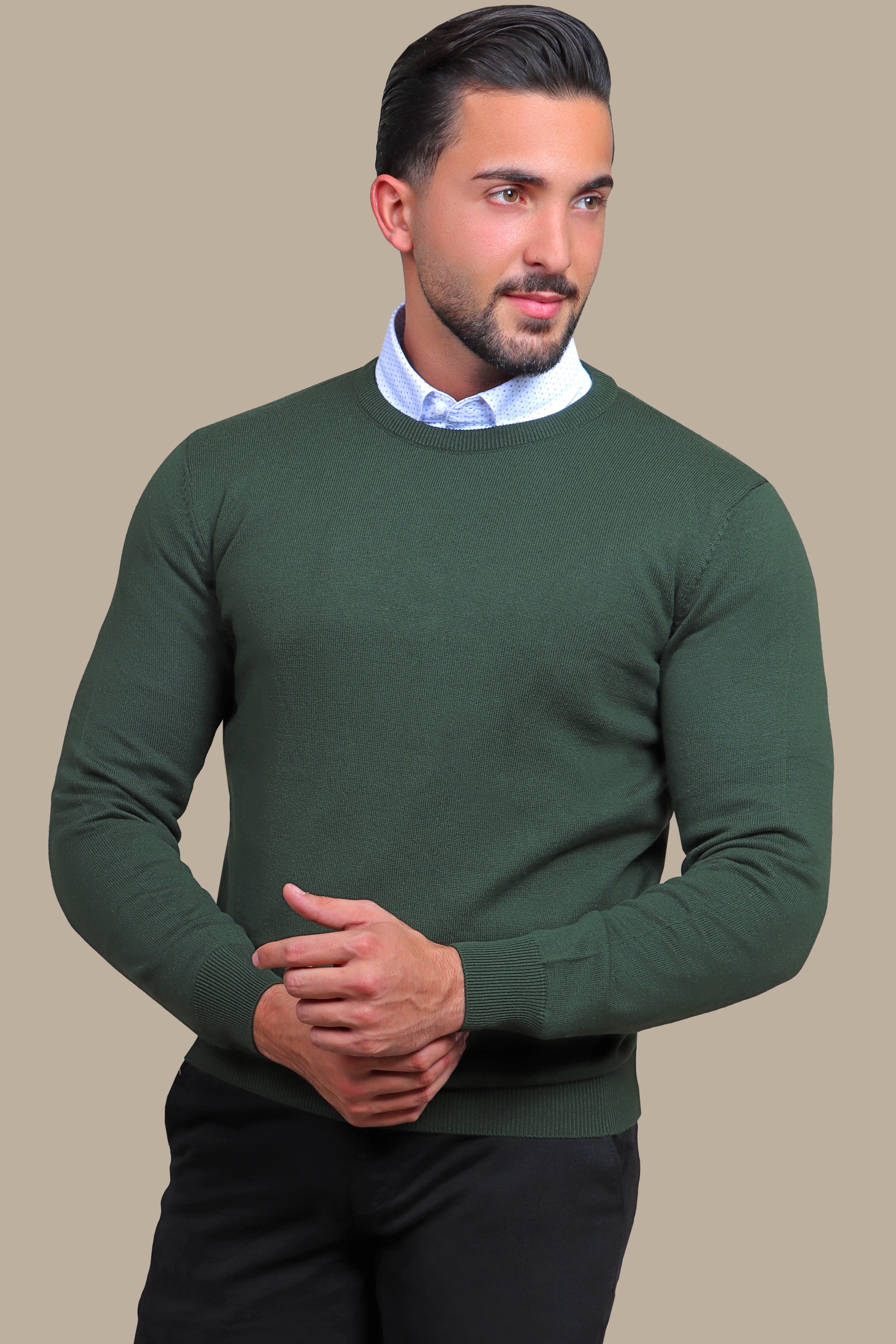Sweater R-Neck Basic | Dark Green