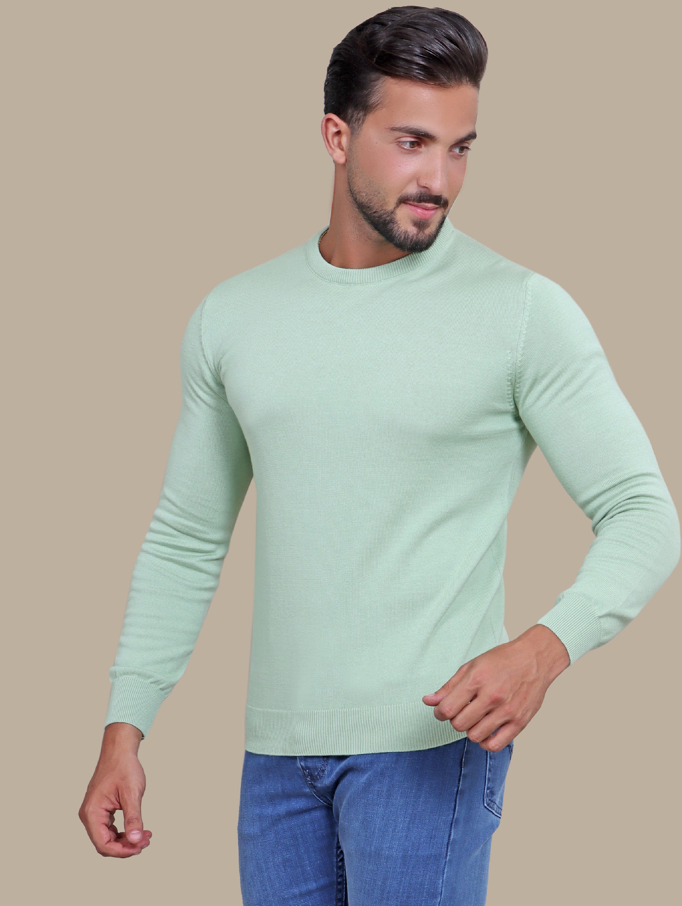 Sweater R-Neck Basic | Pistache