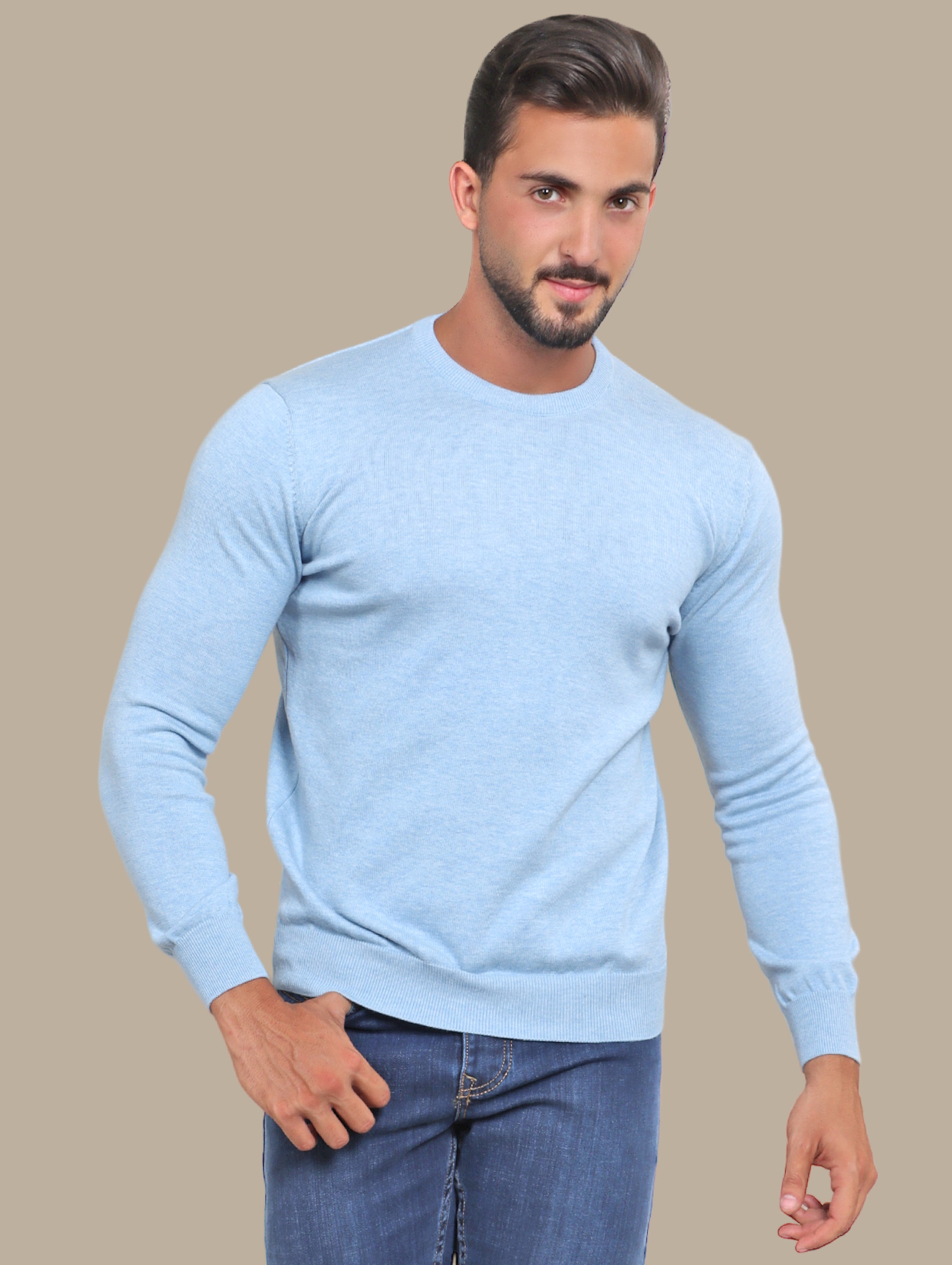 Sweater R-Neck Basic | Light Blue