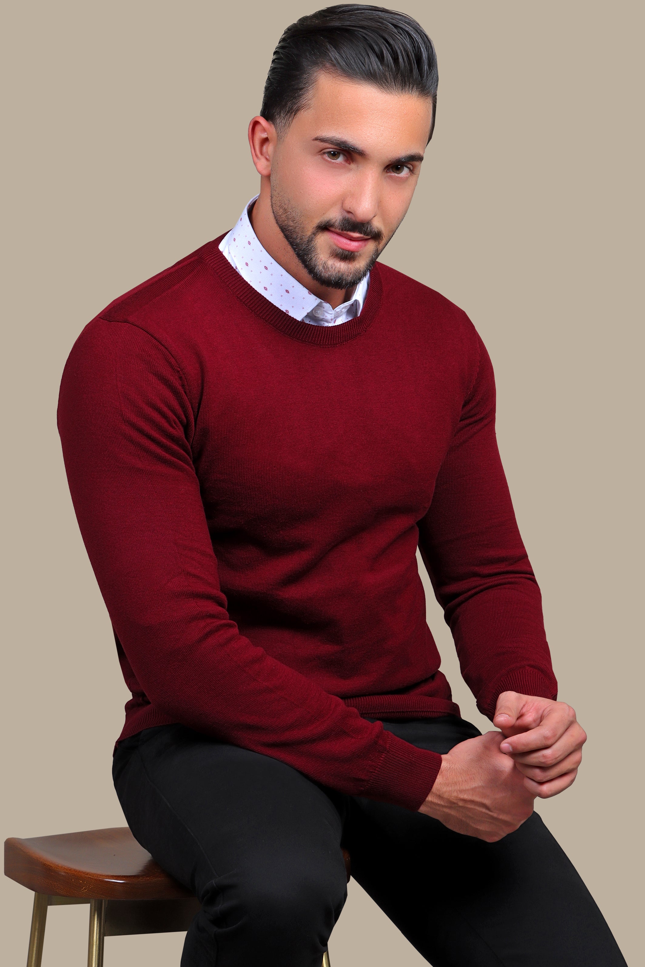 Sweater R-Neck Basic | Burgundy
