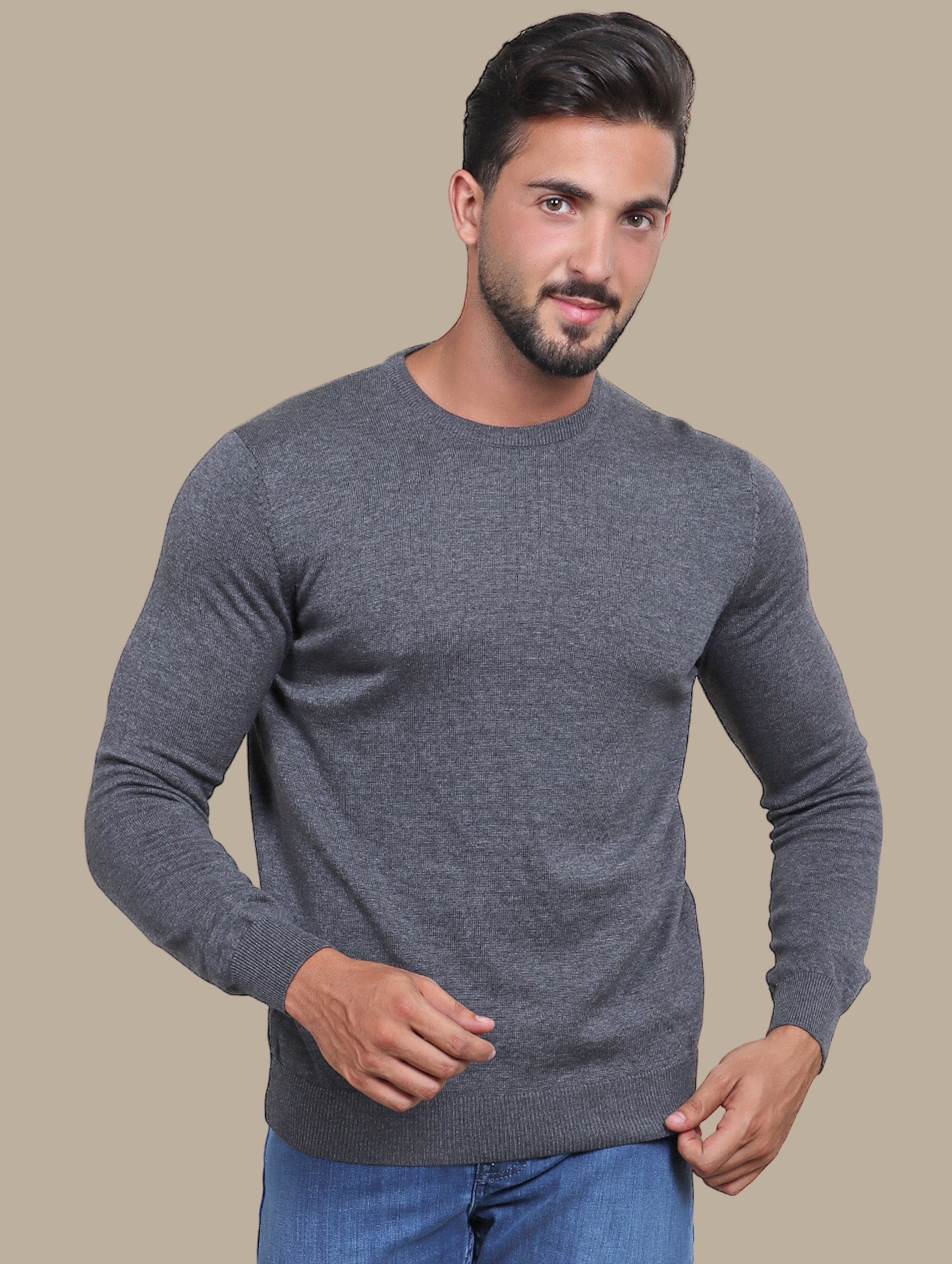 Sweater R-Neck Basic | Dark Grey