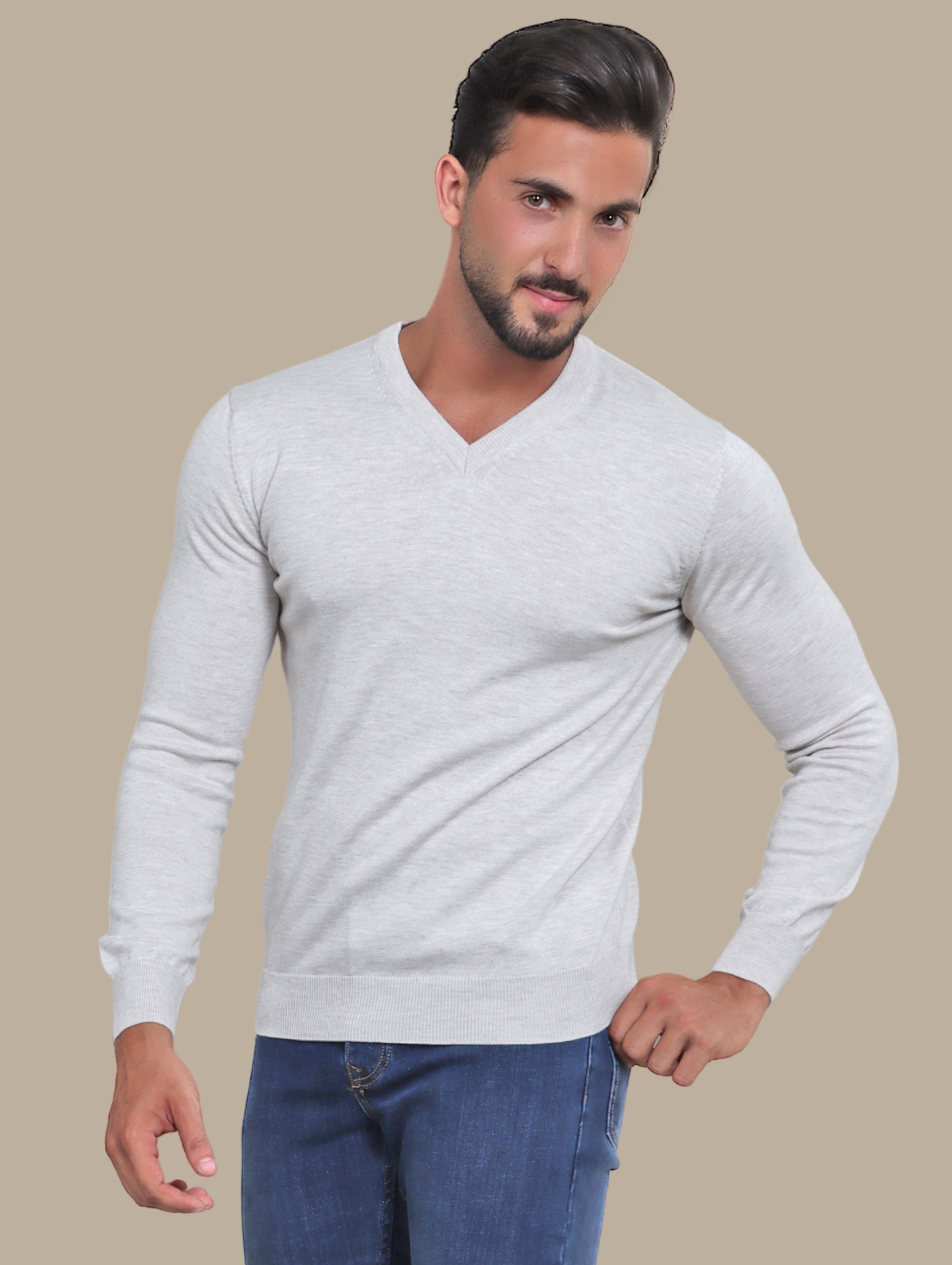 Sweater V-Neck Basic | Beige