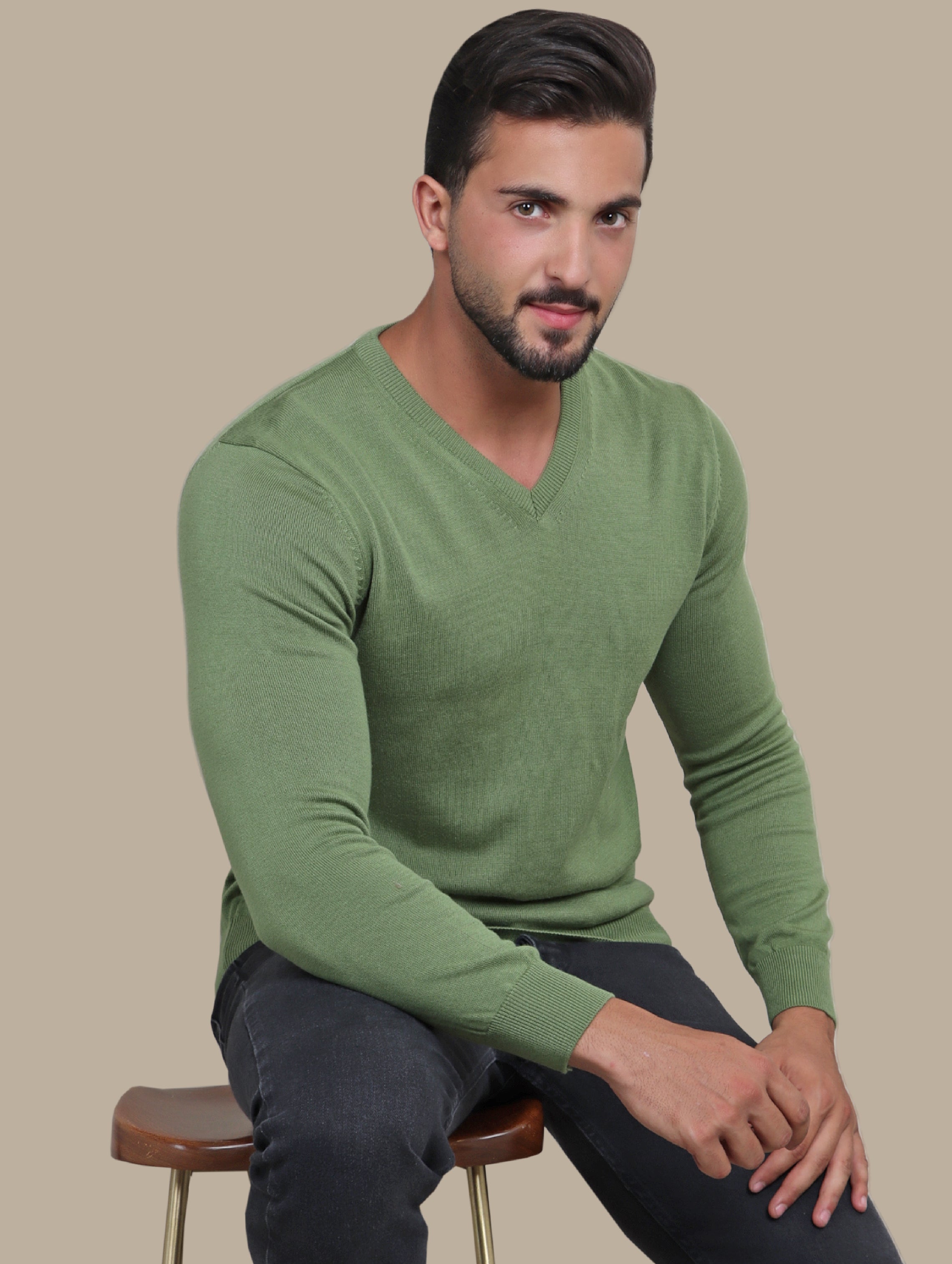Sweater V-Neck Basic | Green