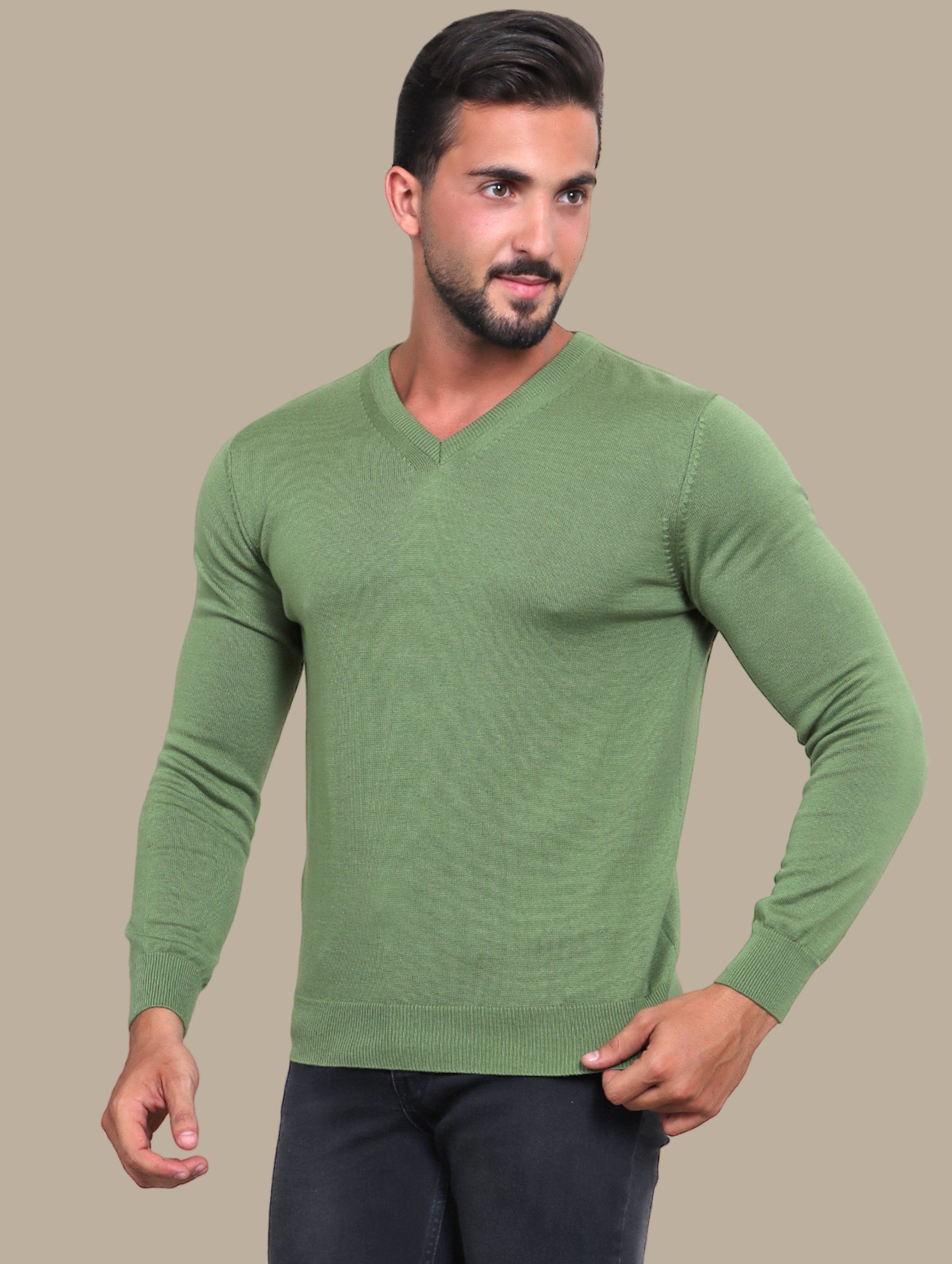 Sweater V-Neck Basic | Green