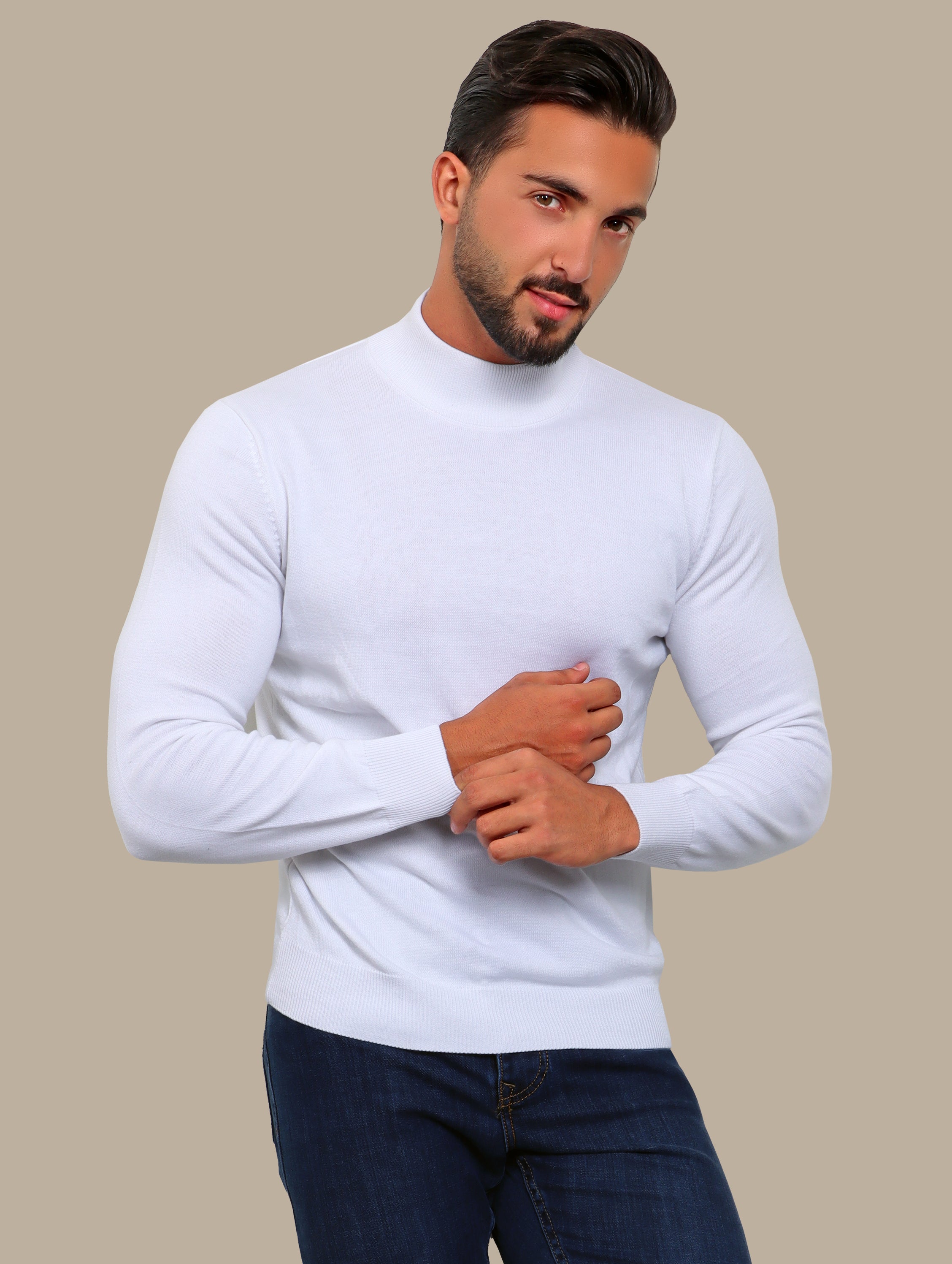 Sweater High Neck Basic | White