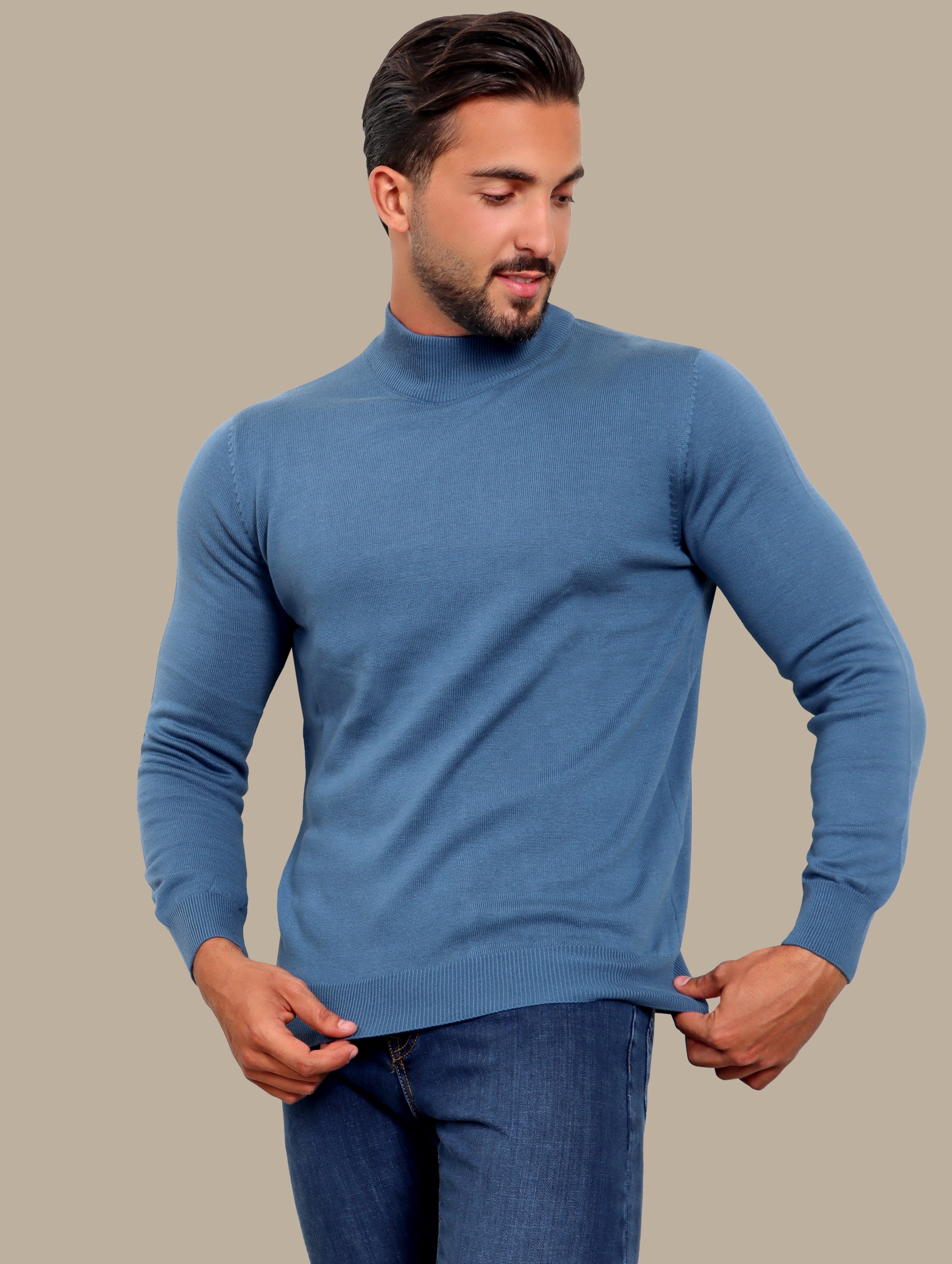 Sweater High Neck Basic | Petrol