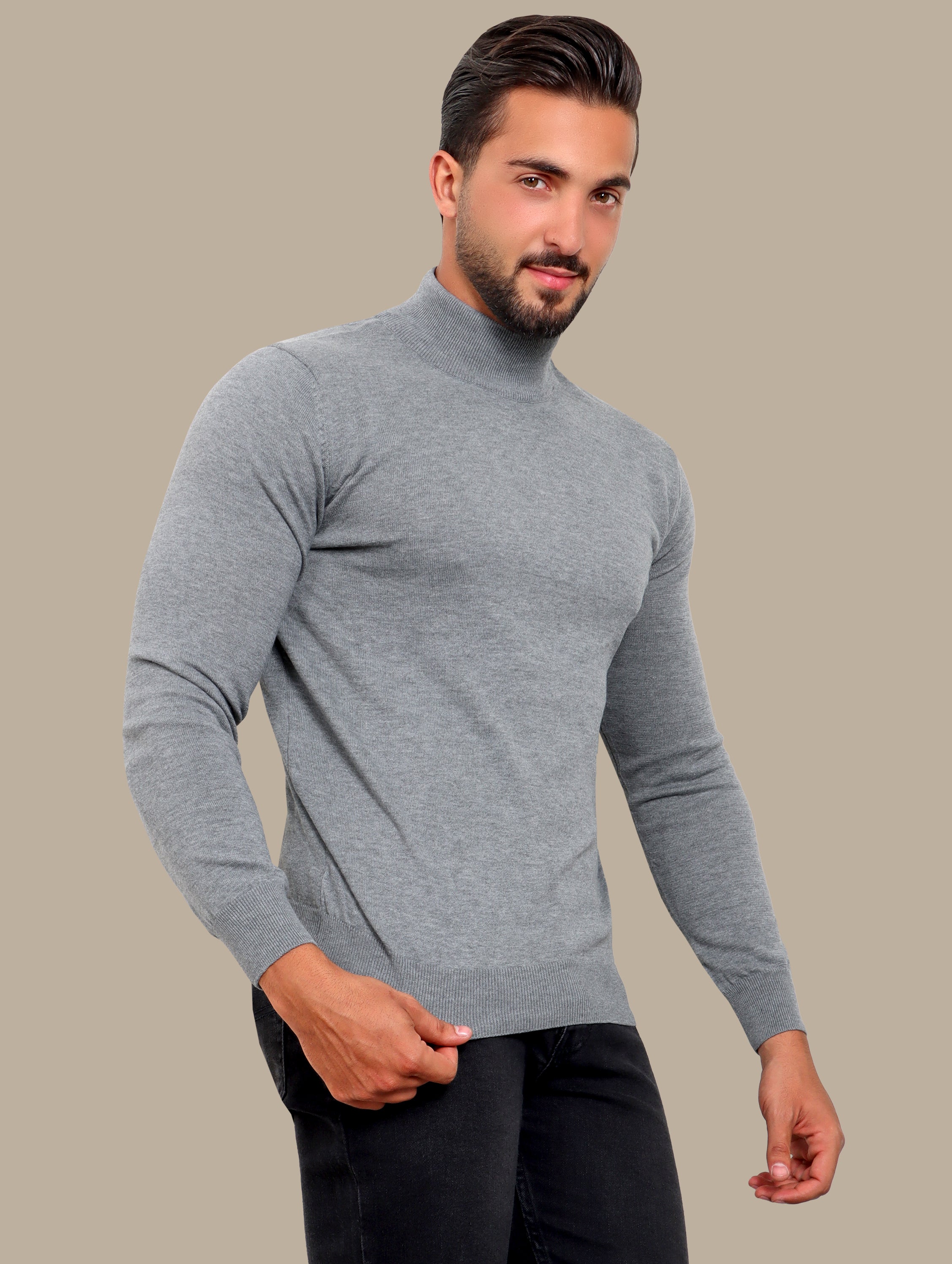 Sweater High Neck Basic | Grey