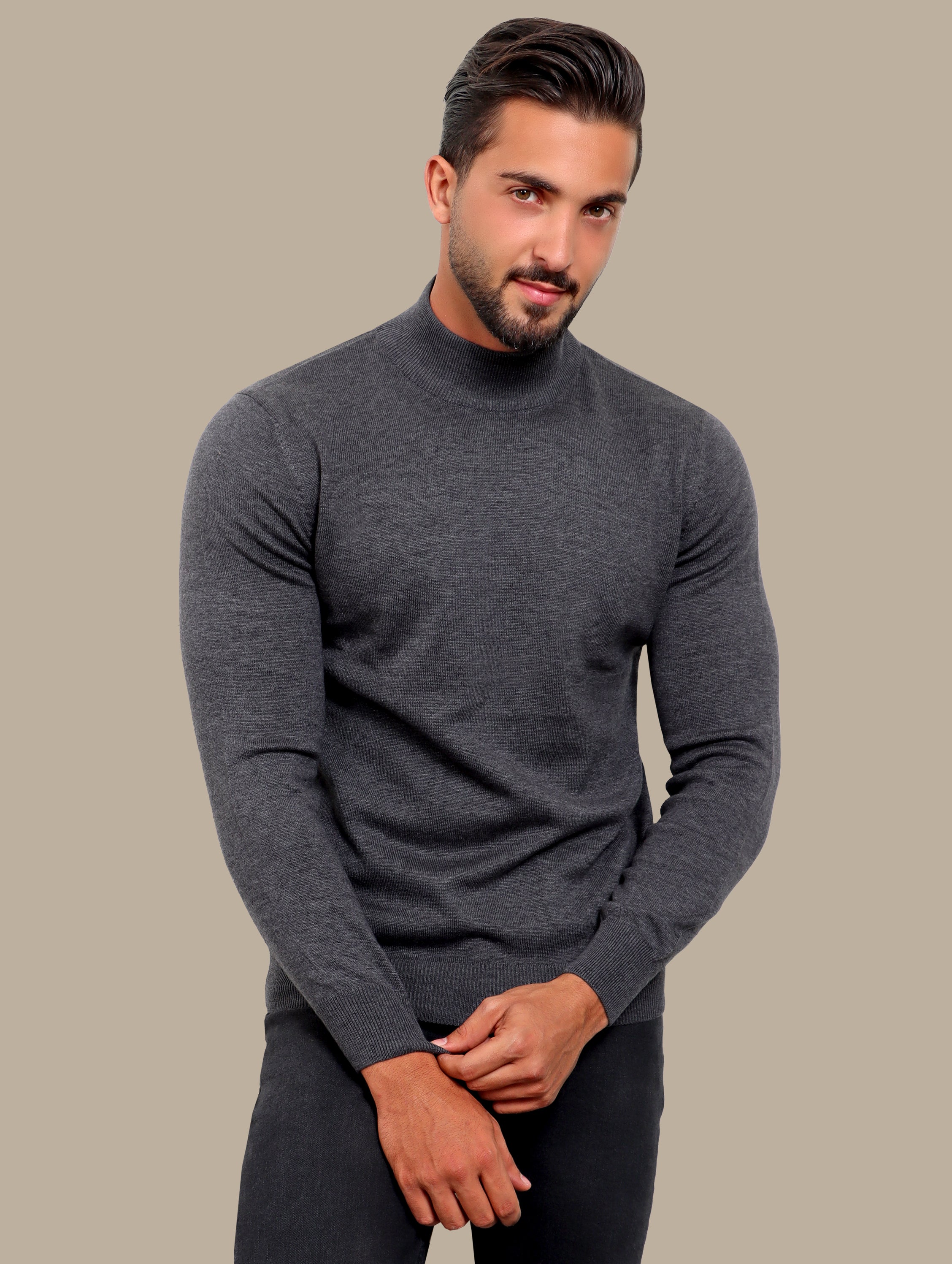 Sweater high Neck Basic | Dark Grey
