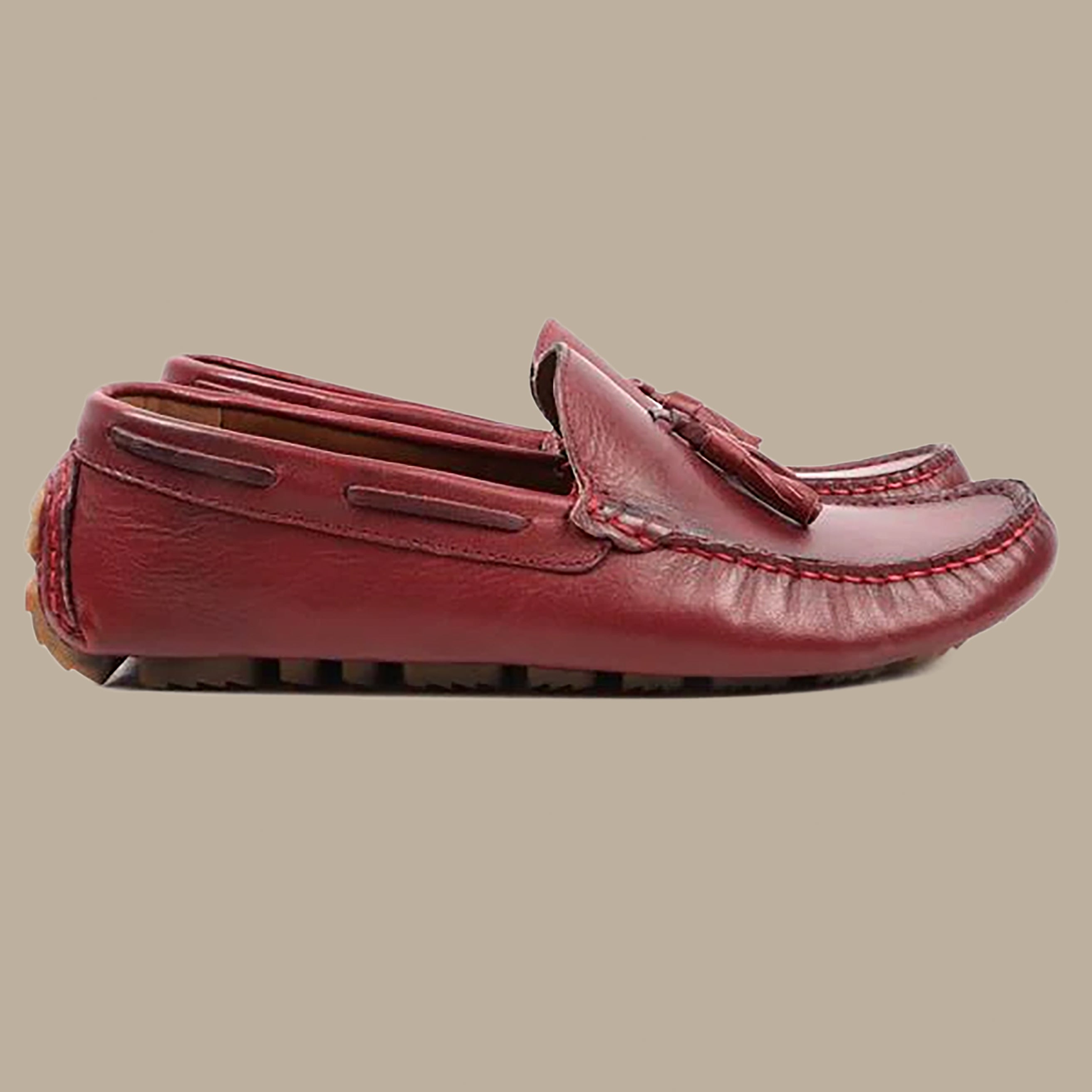 Moccasin With Frills | Burgundy