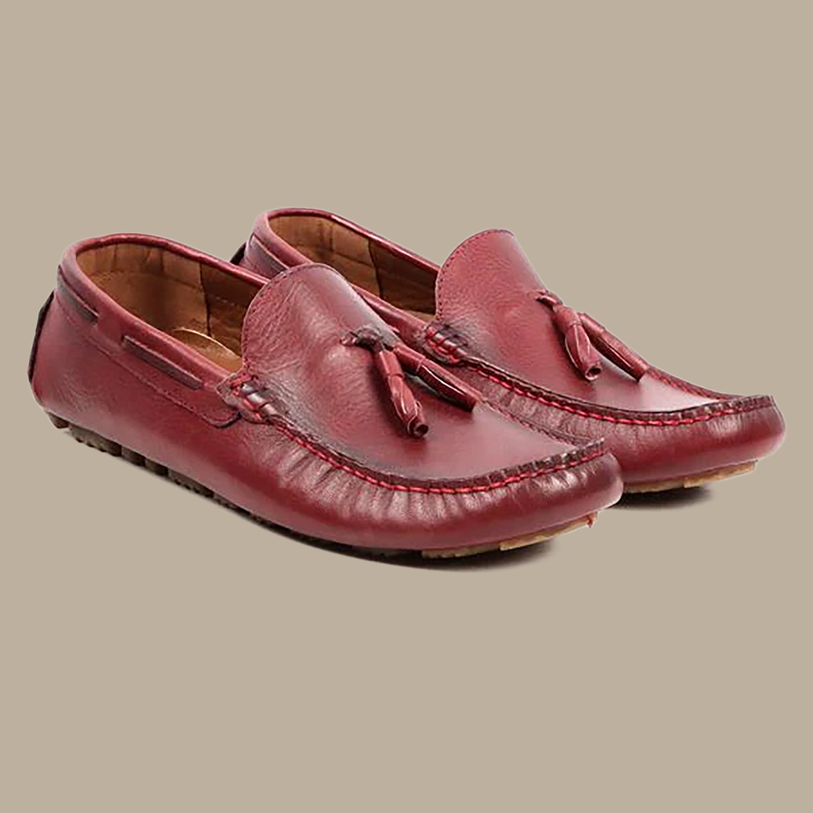 Moccasin With Frills | Burgundy
