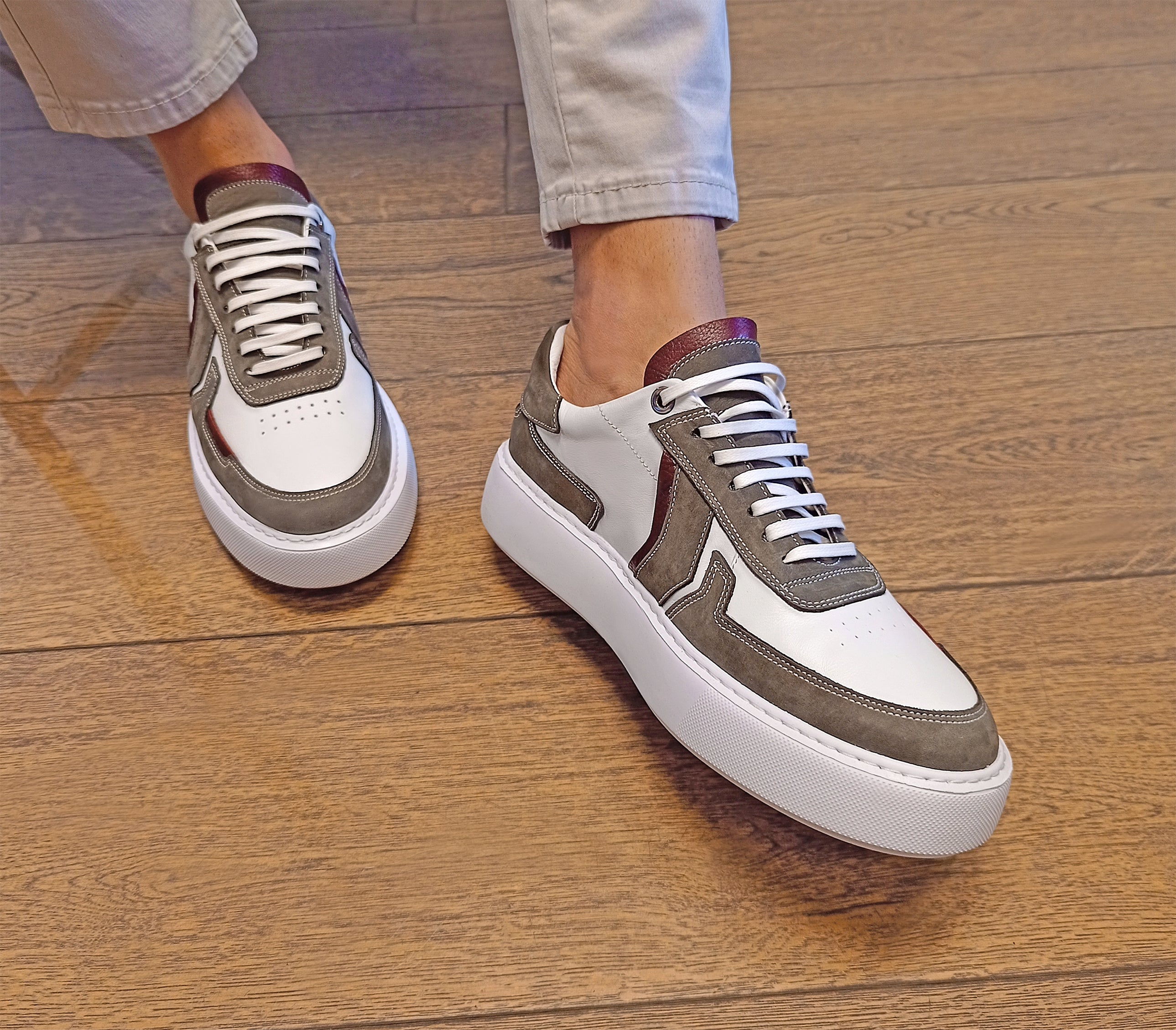 Shoes Grey + Bordo | White