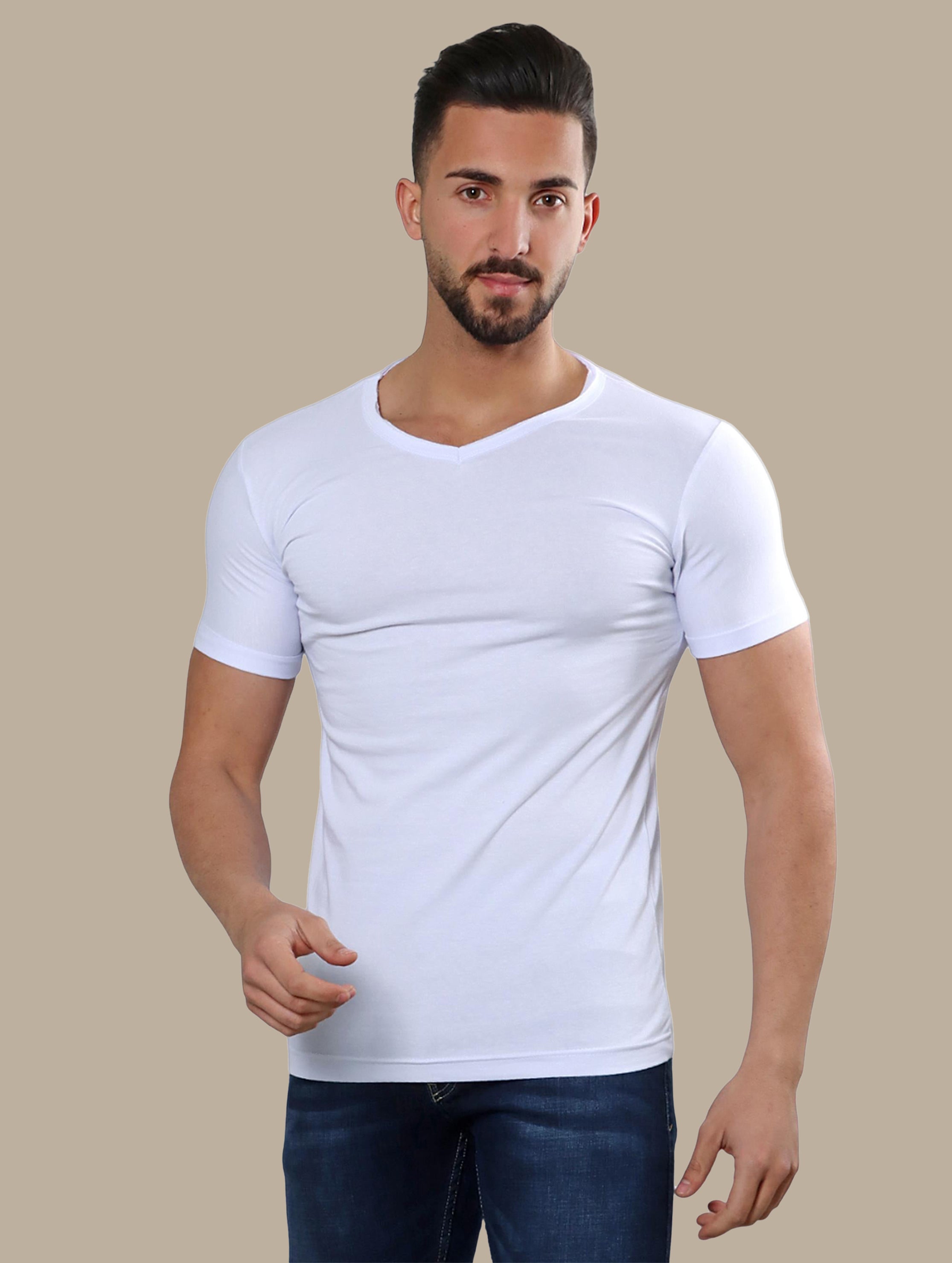 T-shirt Basic V-Double SL | White