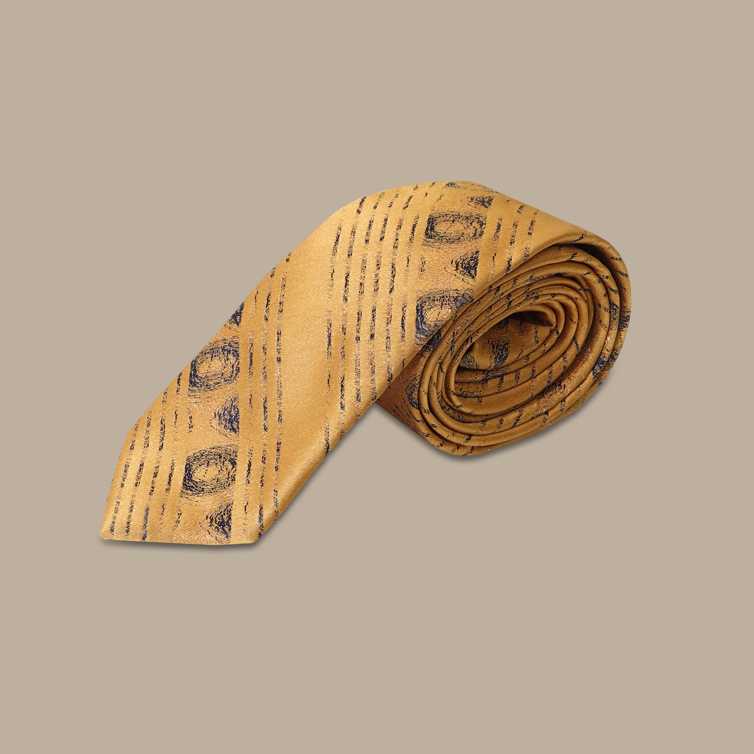 Golden Sophistication: Set of 2 Striped Printed Ties