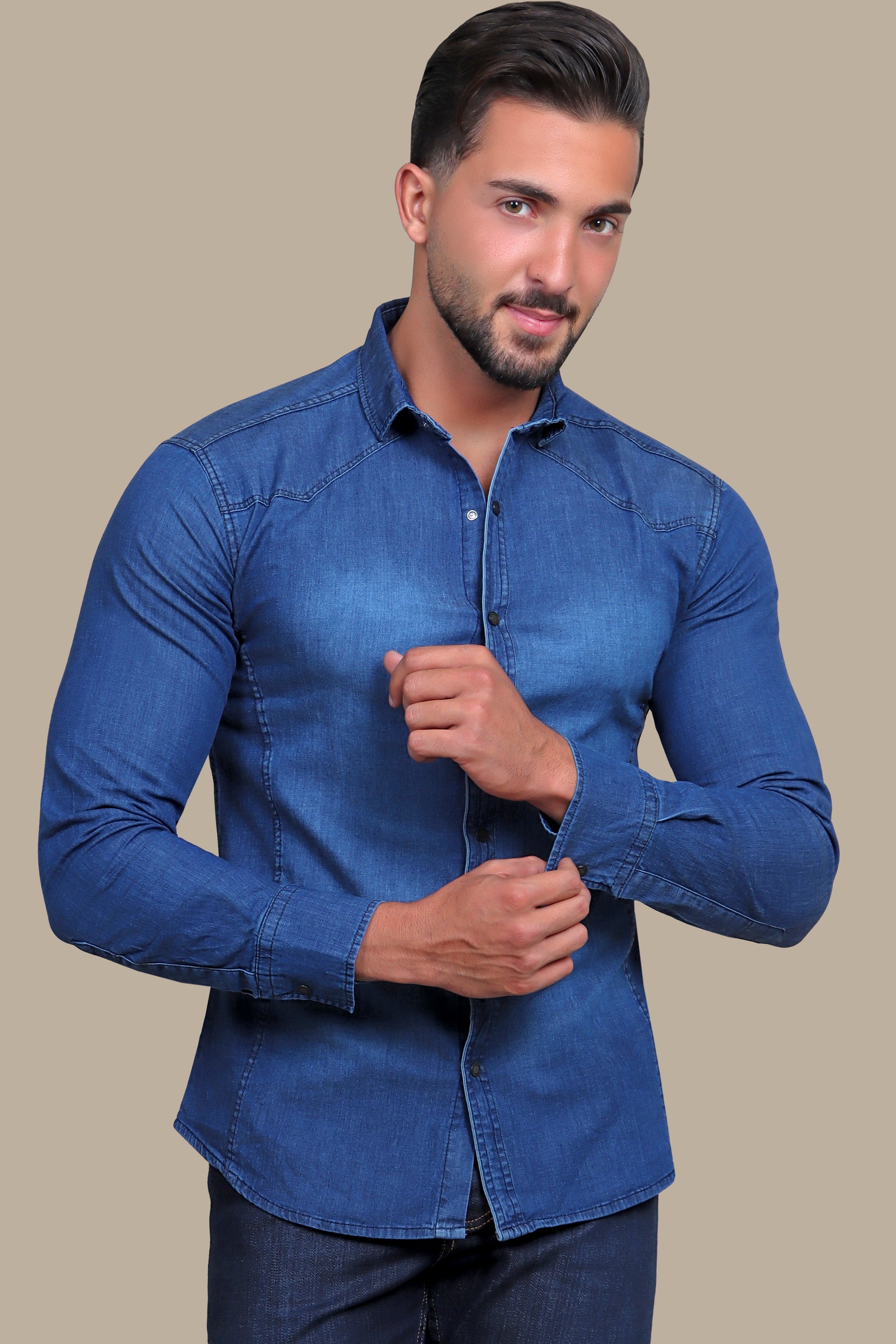 Denim Shirt Plain | Dark Blue