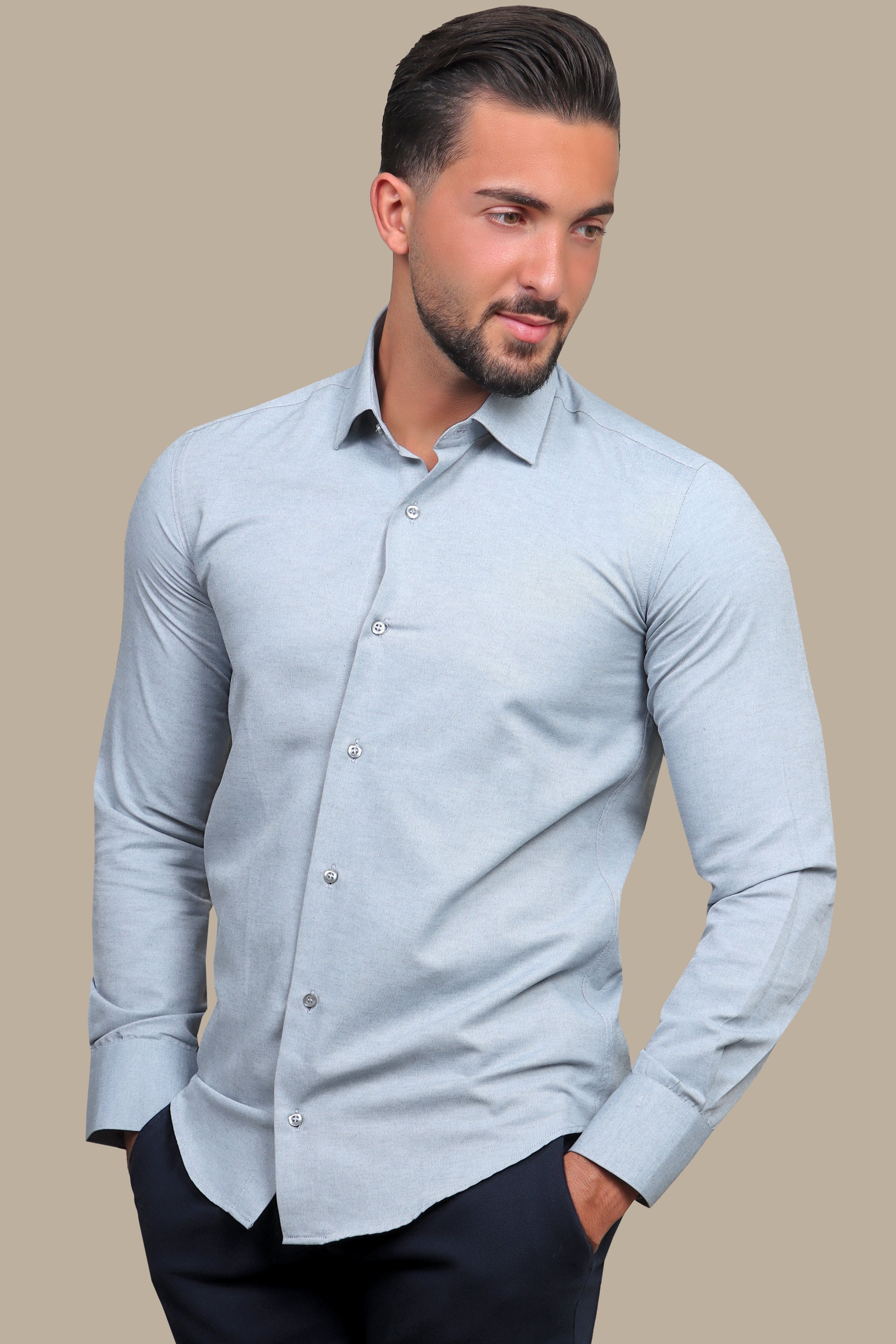 Shirt Chambray Slim Fit | Grey