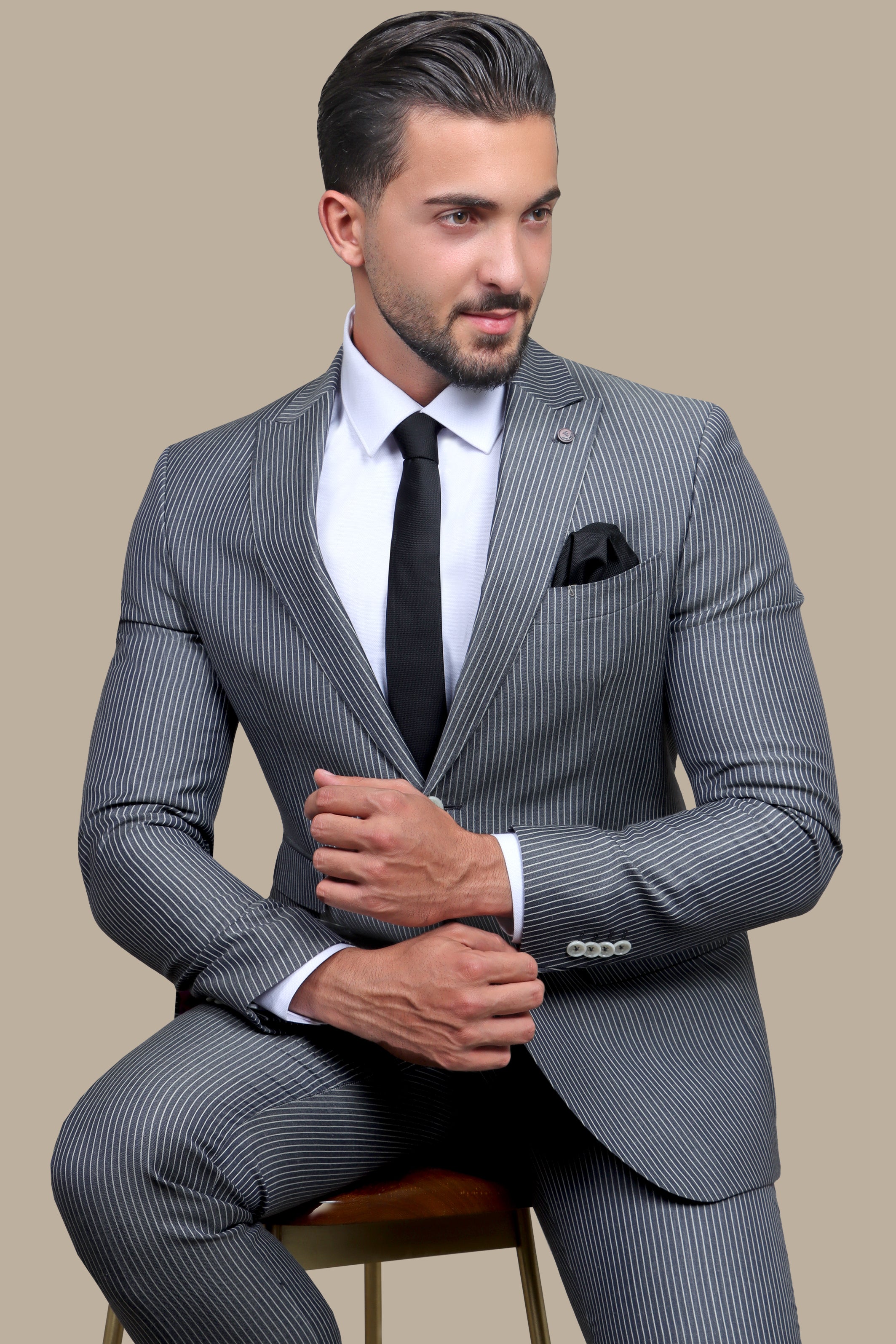 Suit Wool Stripe | Grey