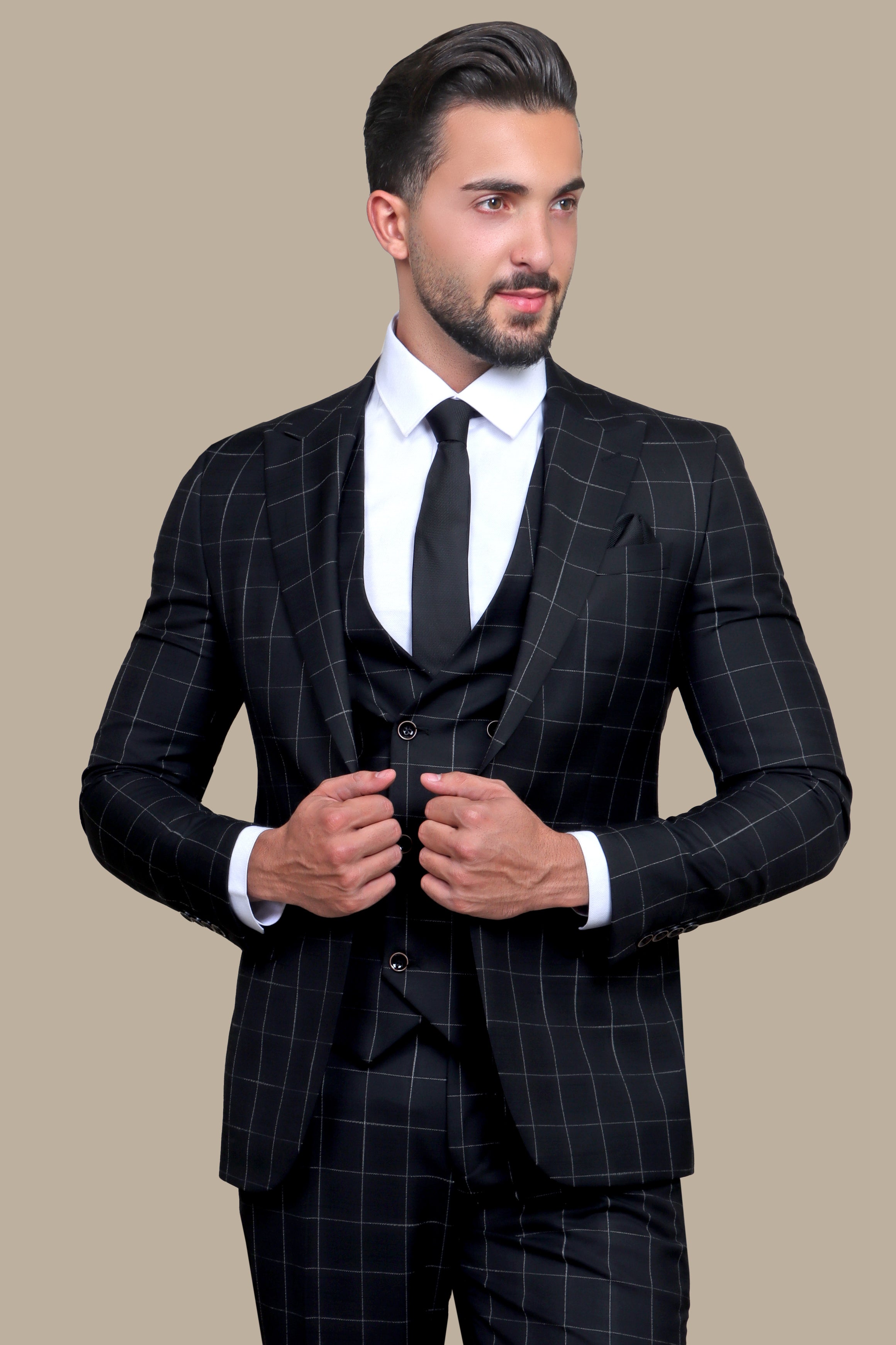 Suit Big Checks 3 Pcs | Black
