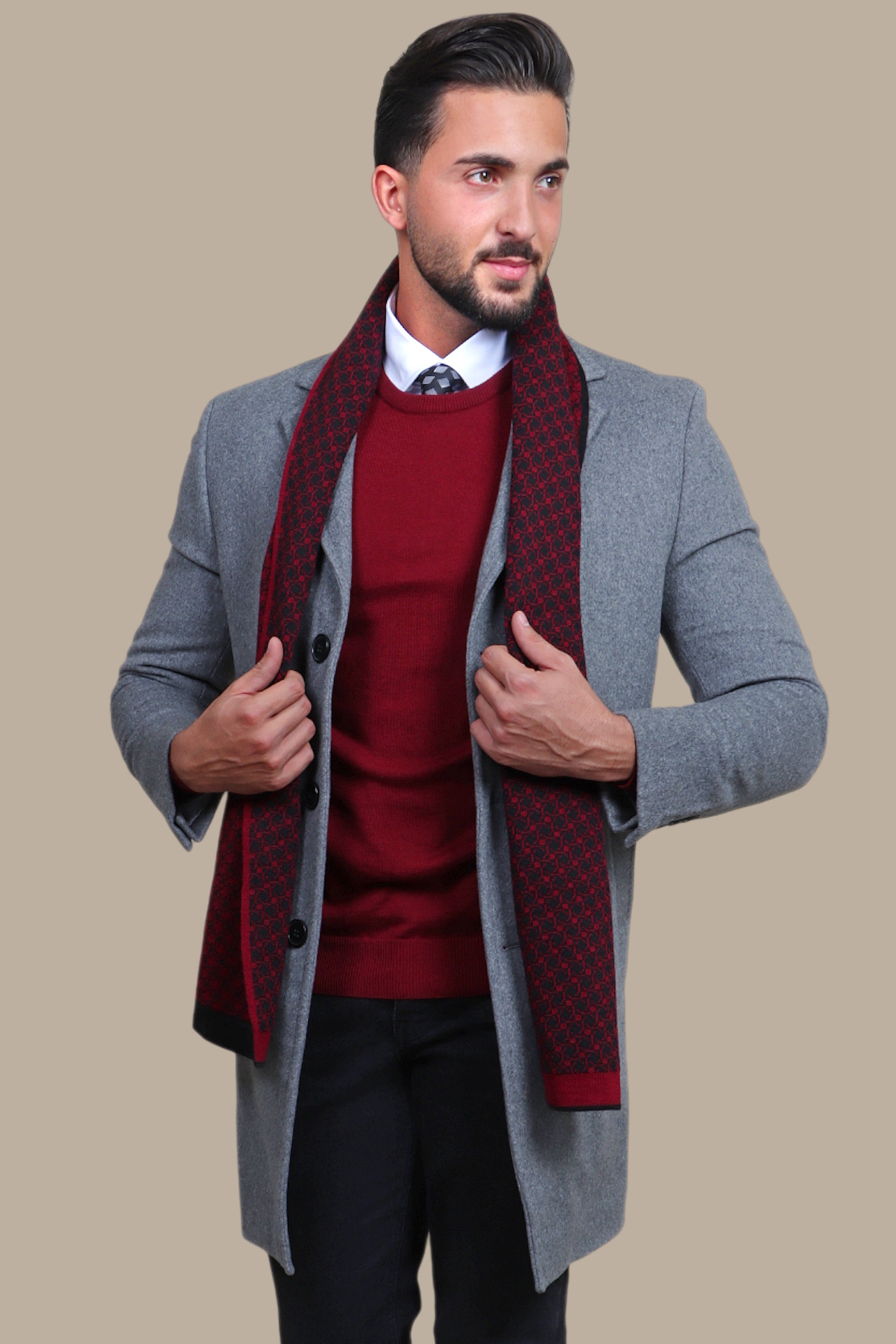Coat Basic Detachable Collar | Grey