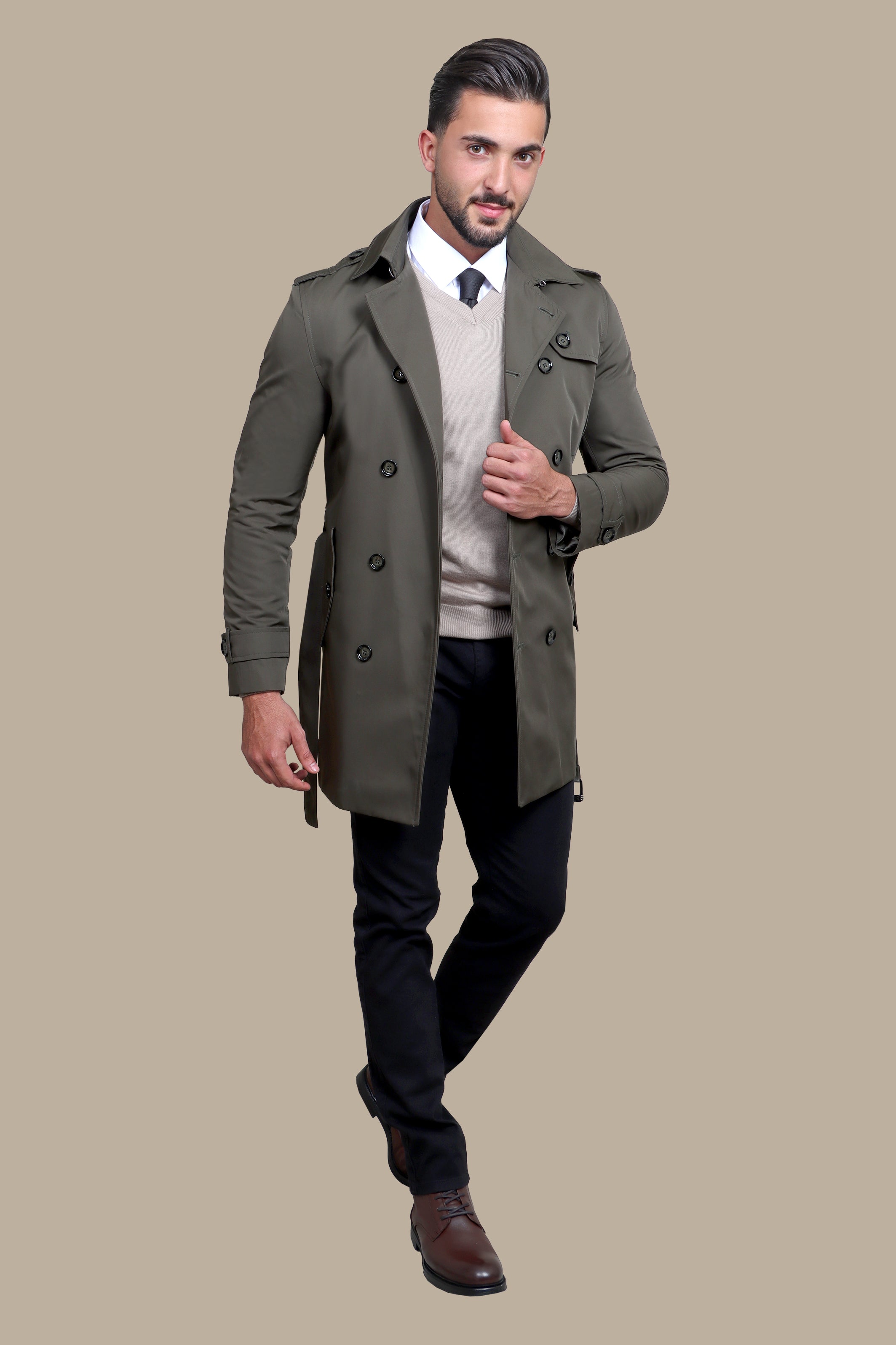 Olive Drab Defender: The Ultimate Trench Coat for Military Style