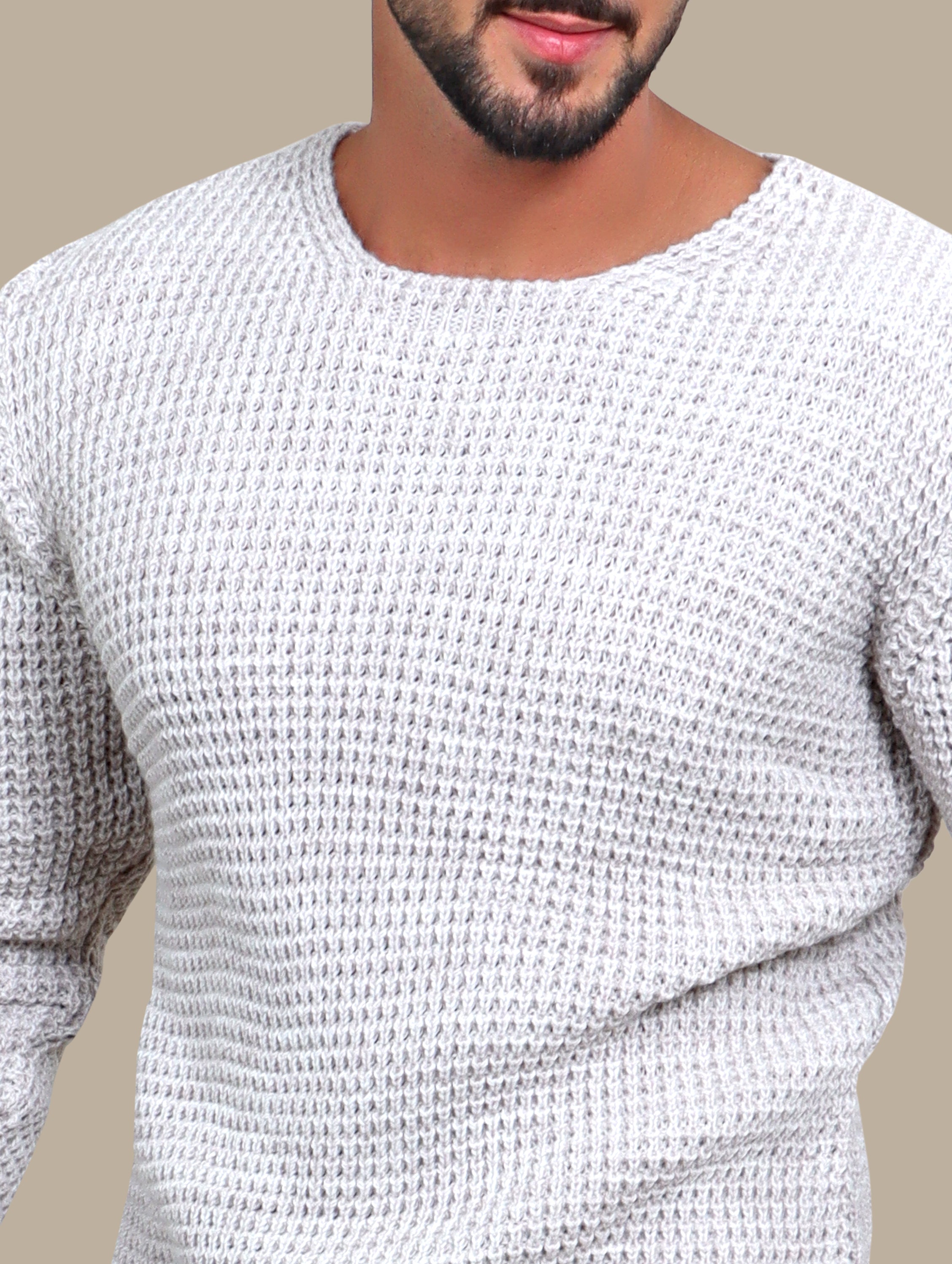 Sweater Knitted Open Neck | Beige