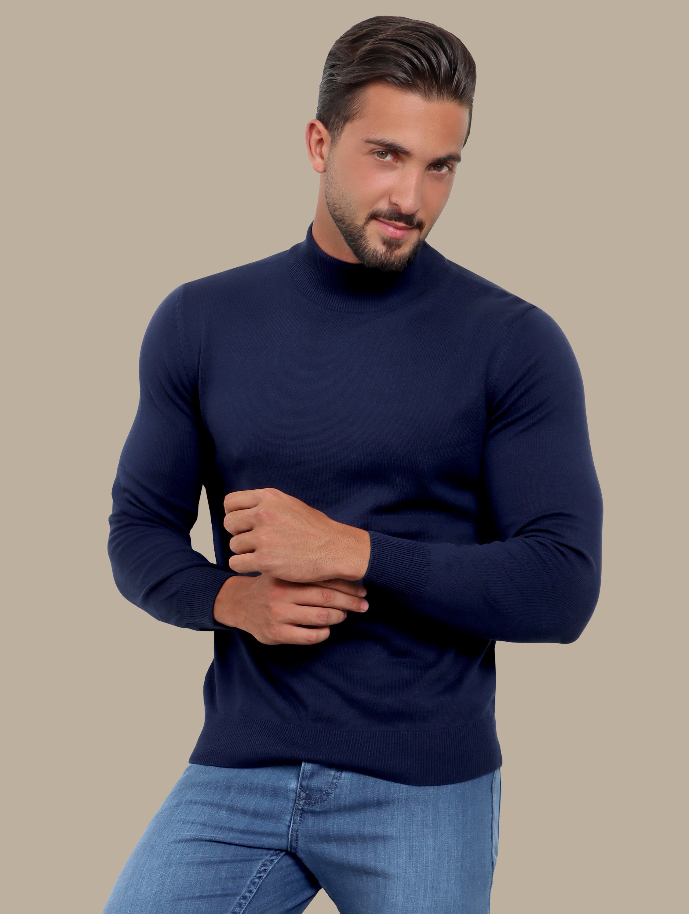 Sweater High Neck Basic | Navy