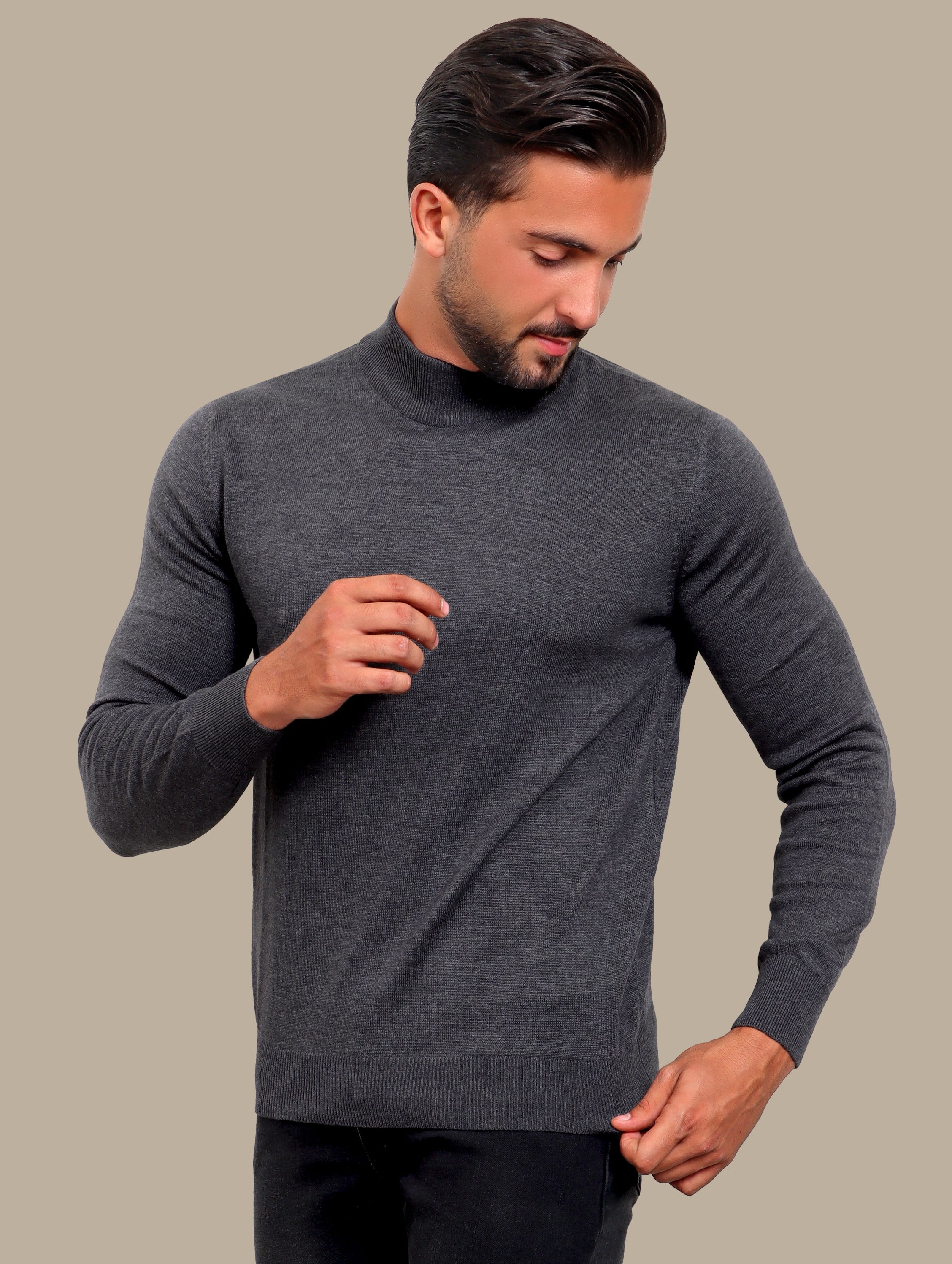 Sweater high Neck Basic | Dark Grey