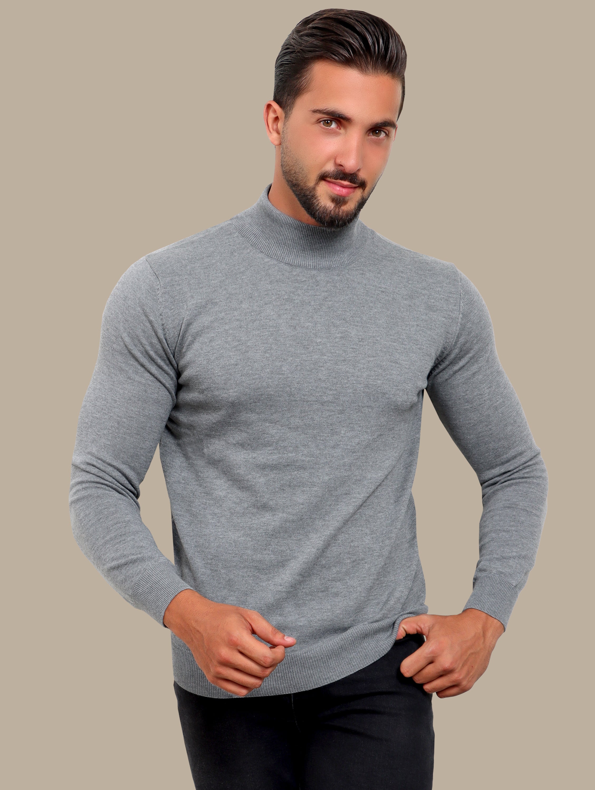 Sweater High Neck Basic | Grey