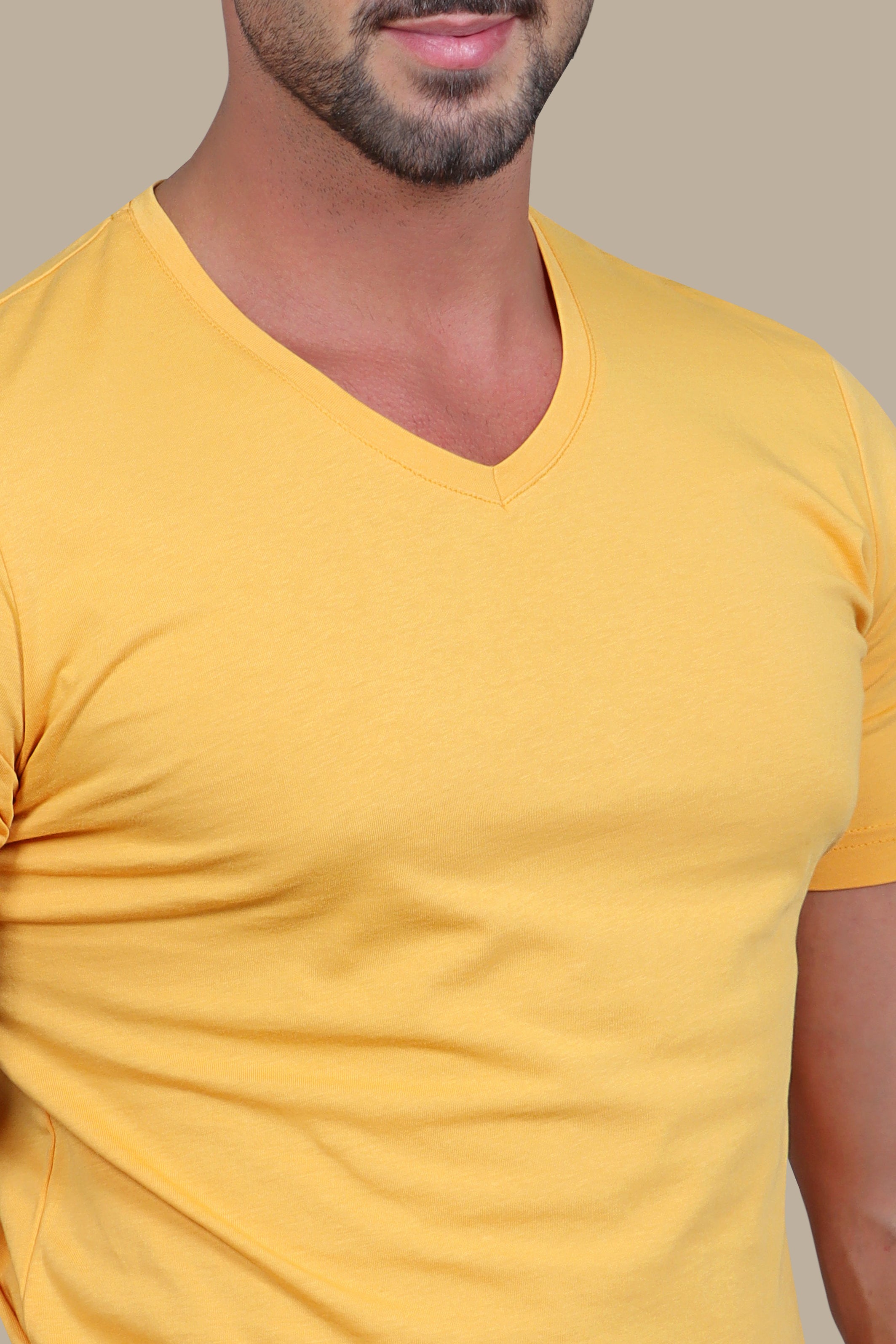 T-shirt V-Neck Short Sleeve | Yellow