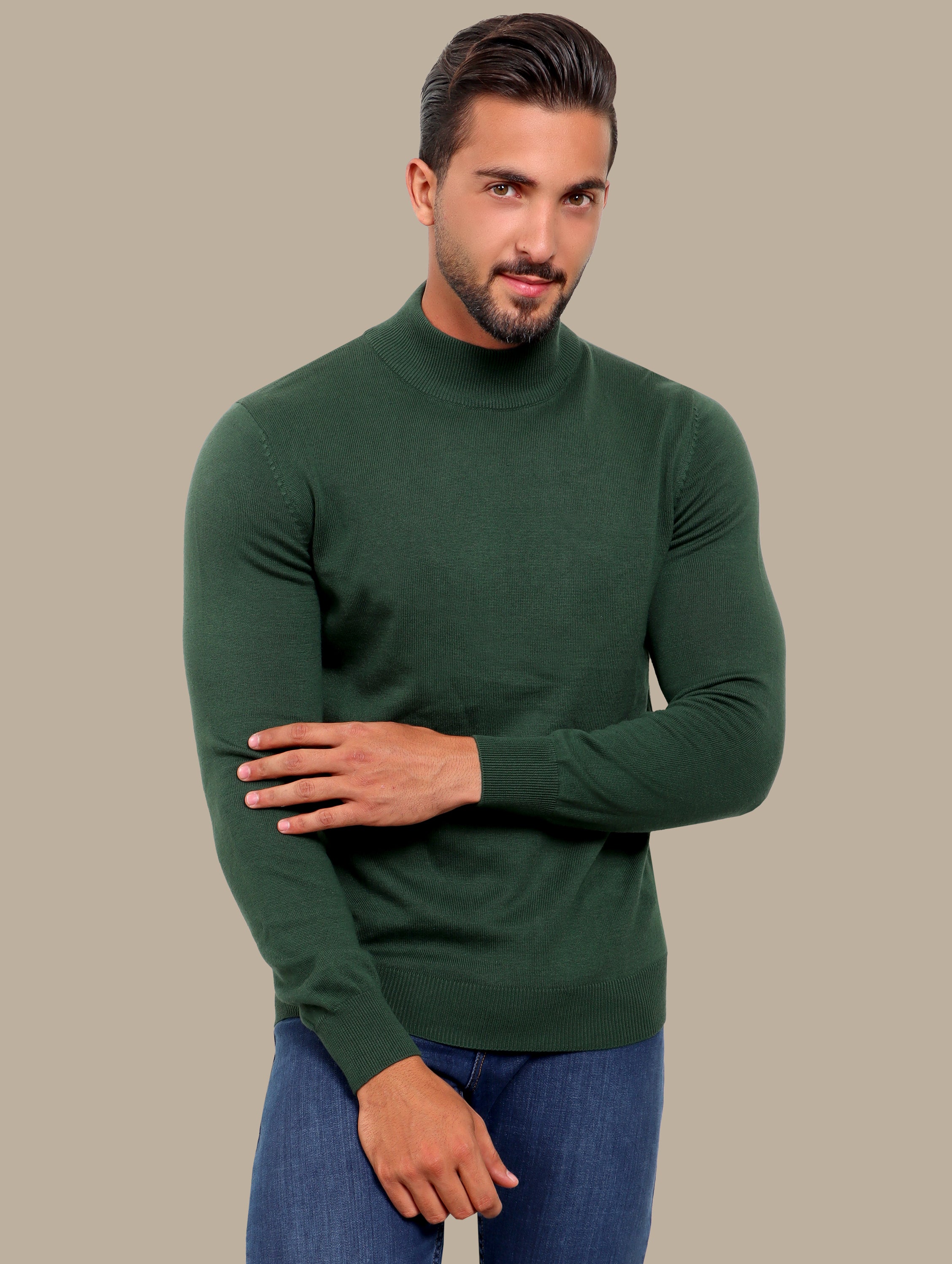 Sweater High Neck Basic | Green