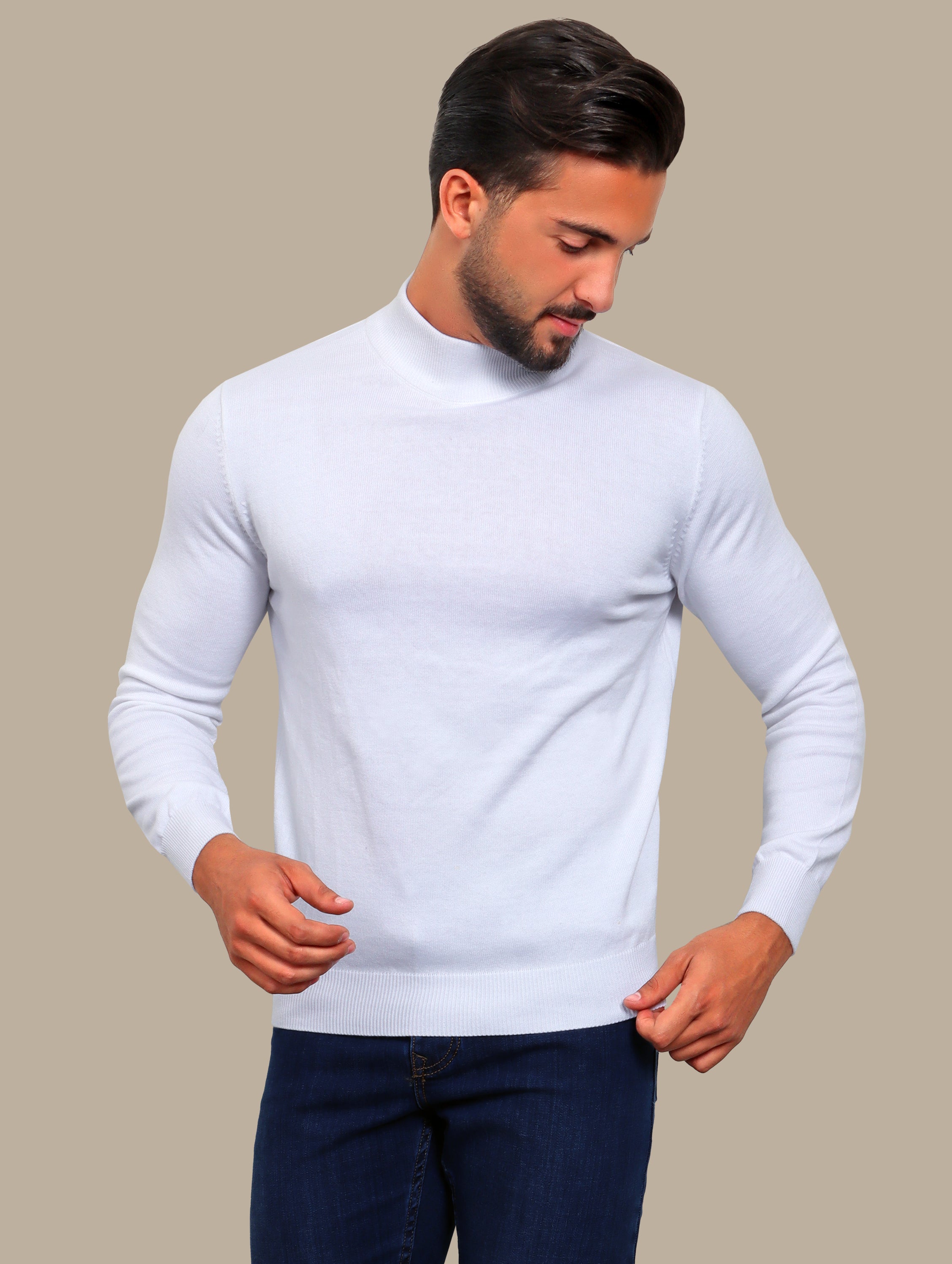Sweater High Neck Basic | White