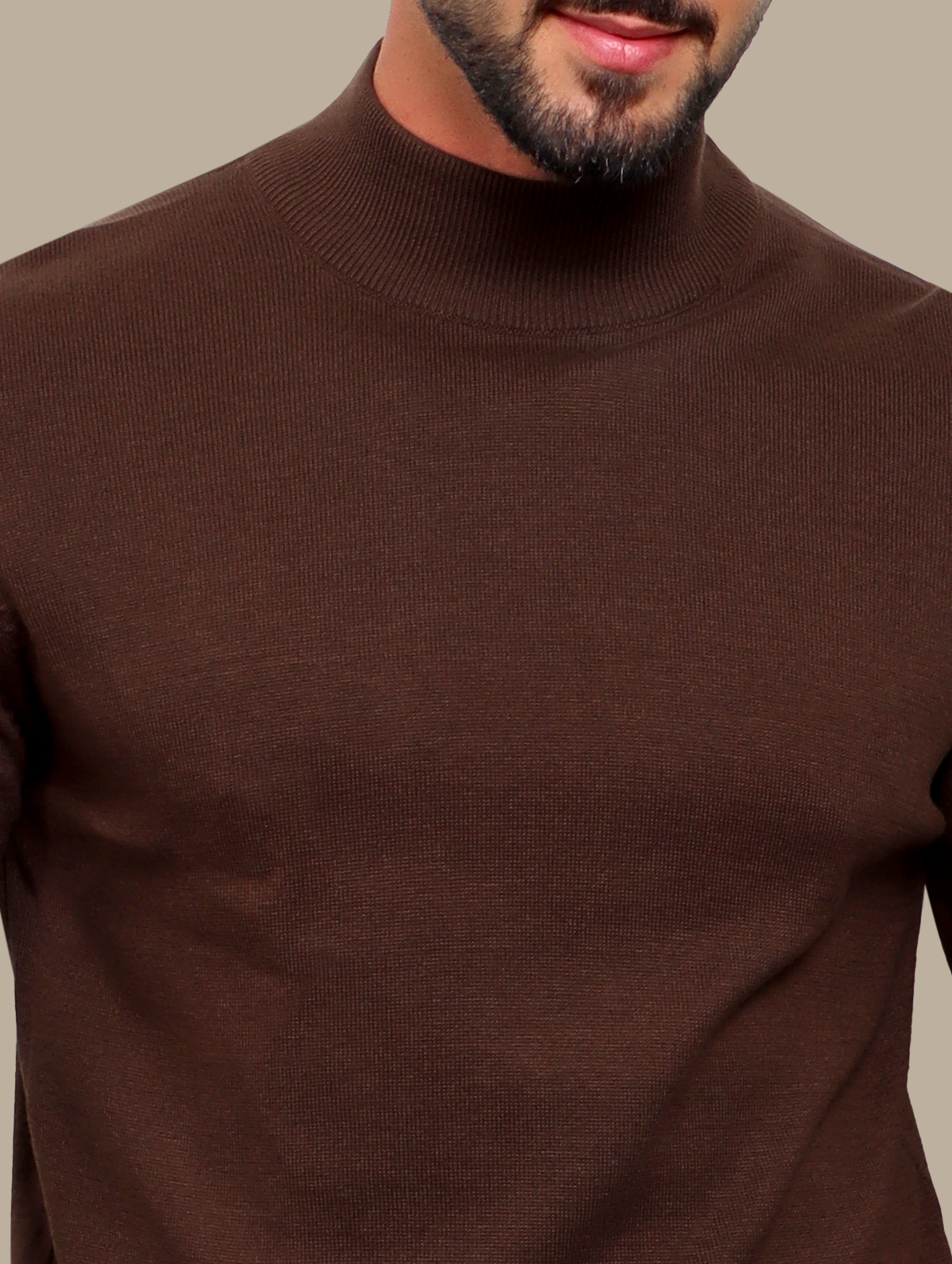 Sweater High Neck Basic | Brown
