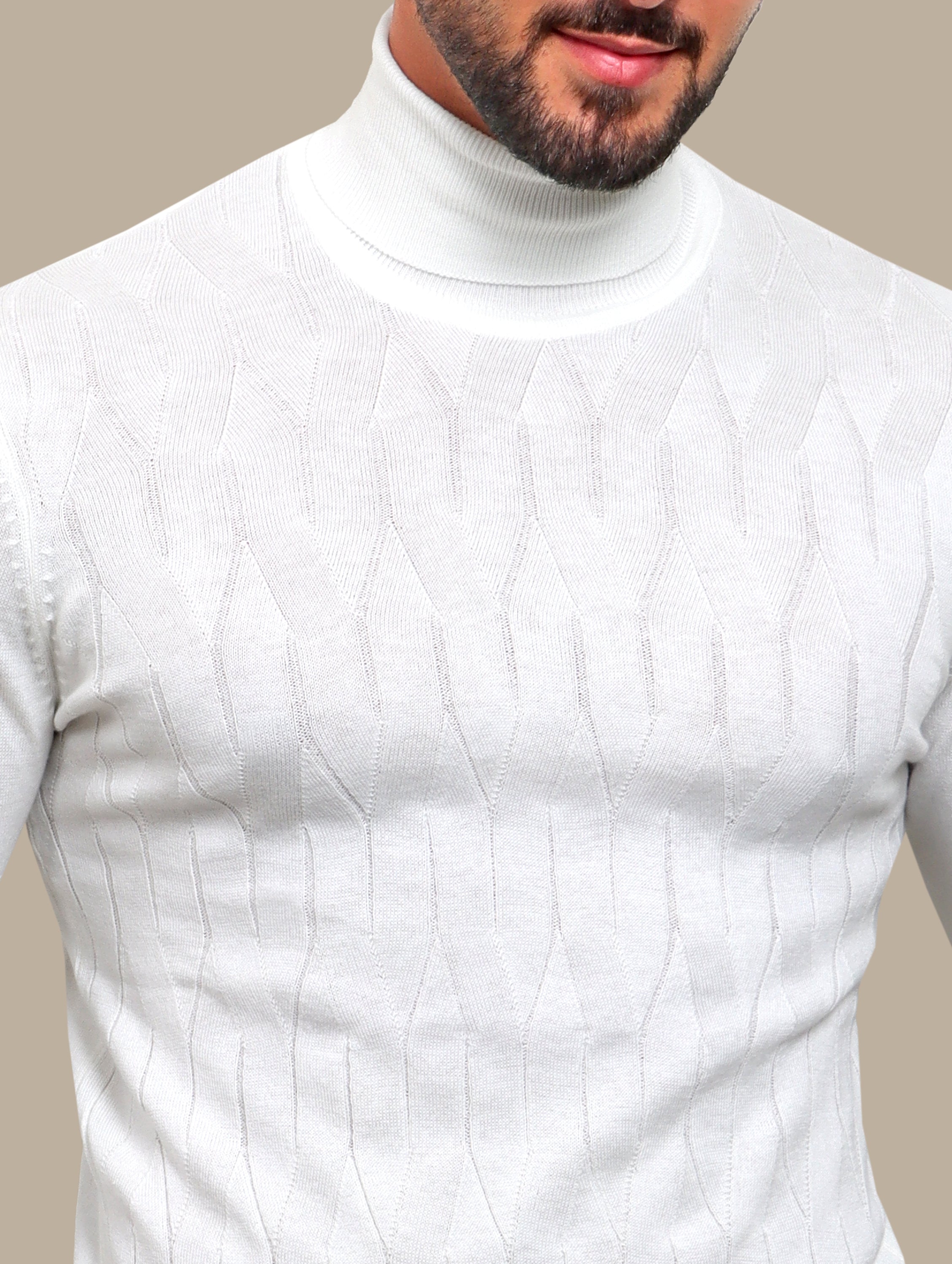 Sweater Turtle Neck Braided | White