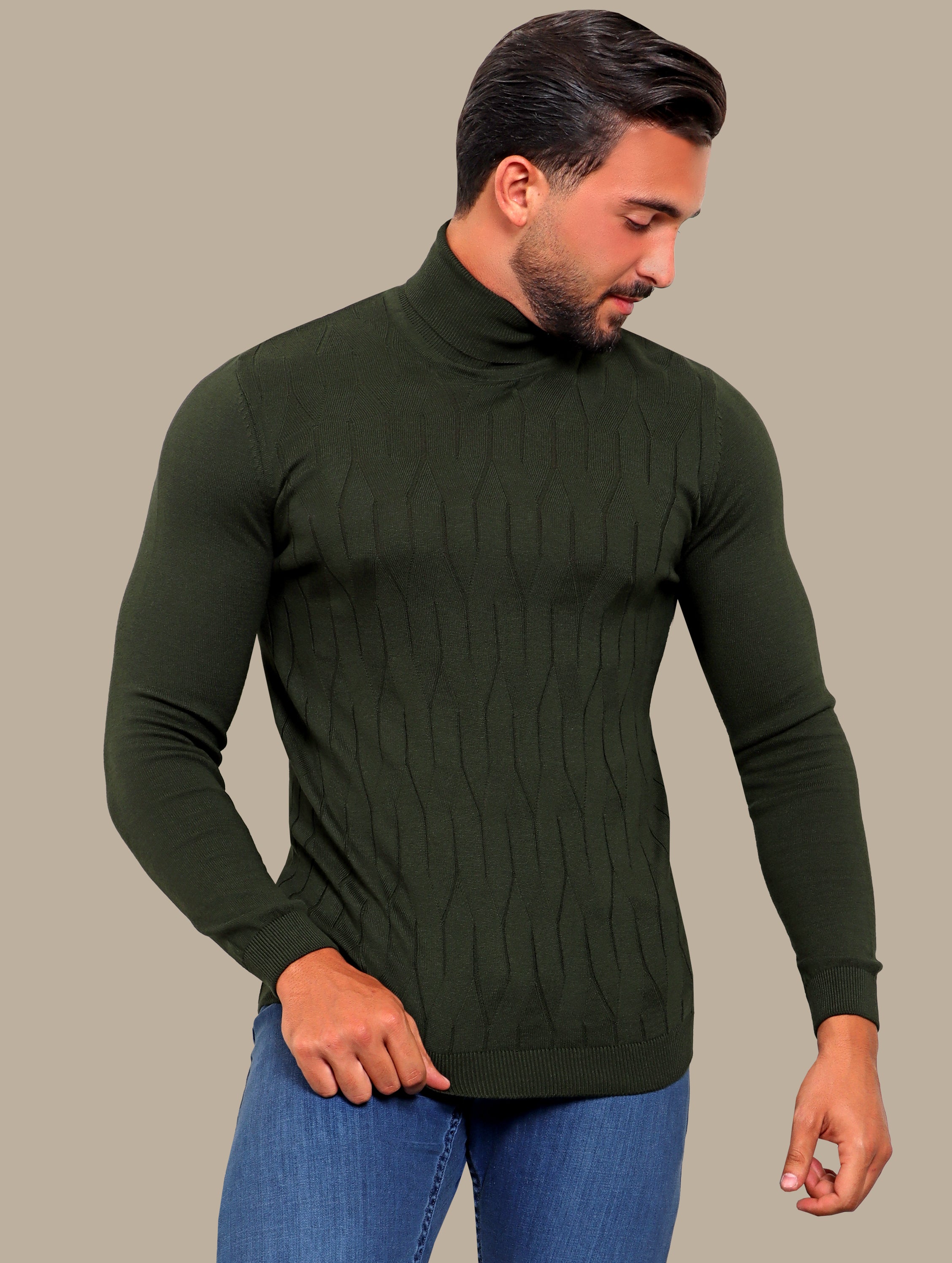 Sweater Turtle Neck Braided | Green