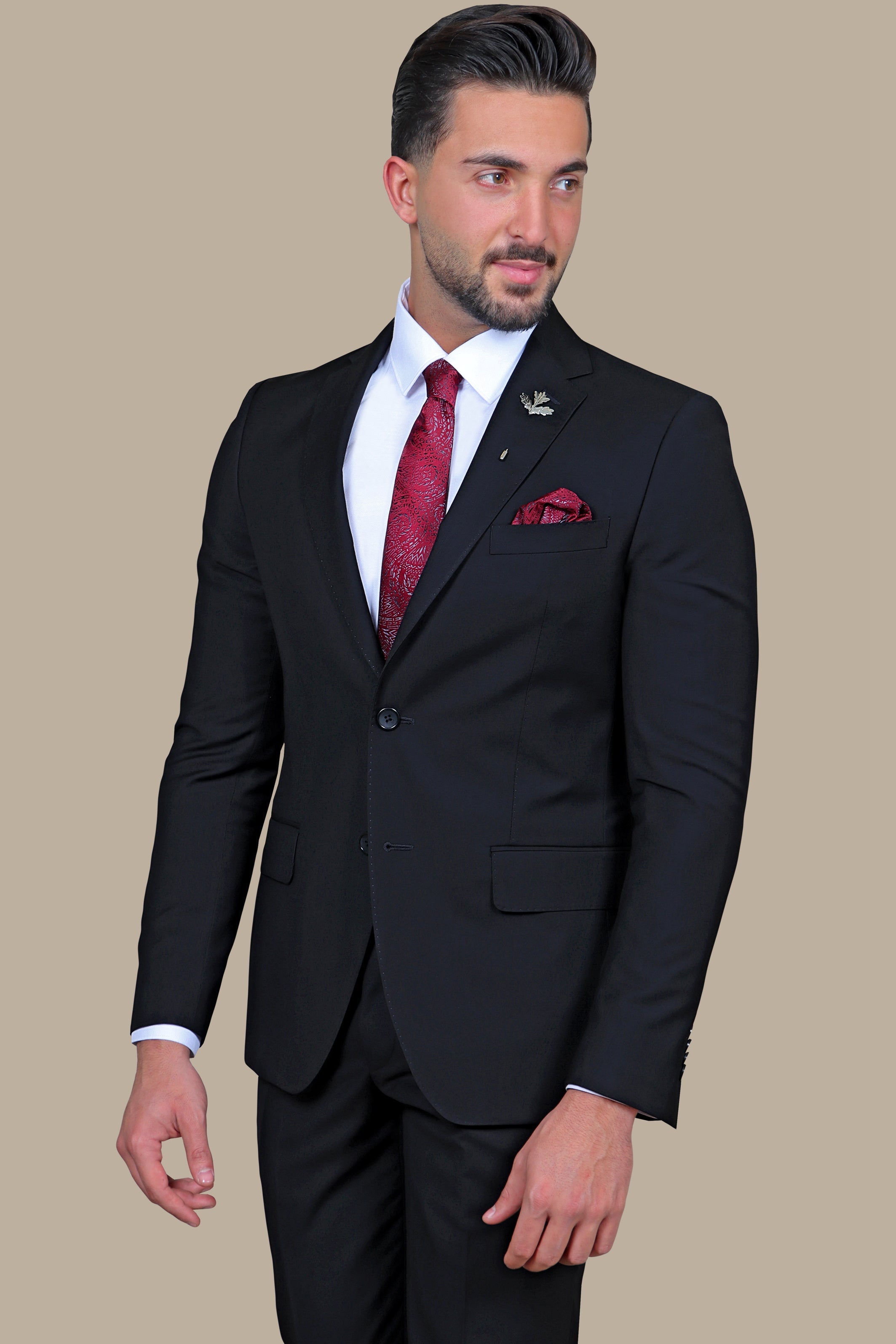 Classic Elegance: The Black Plain Notch Suit