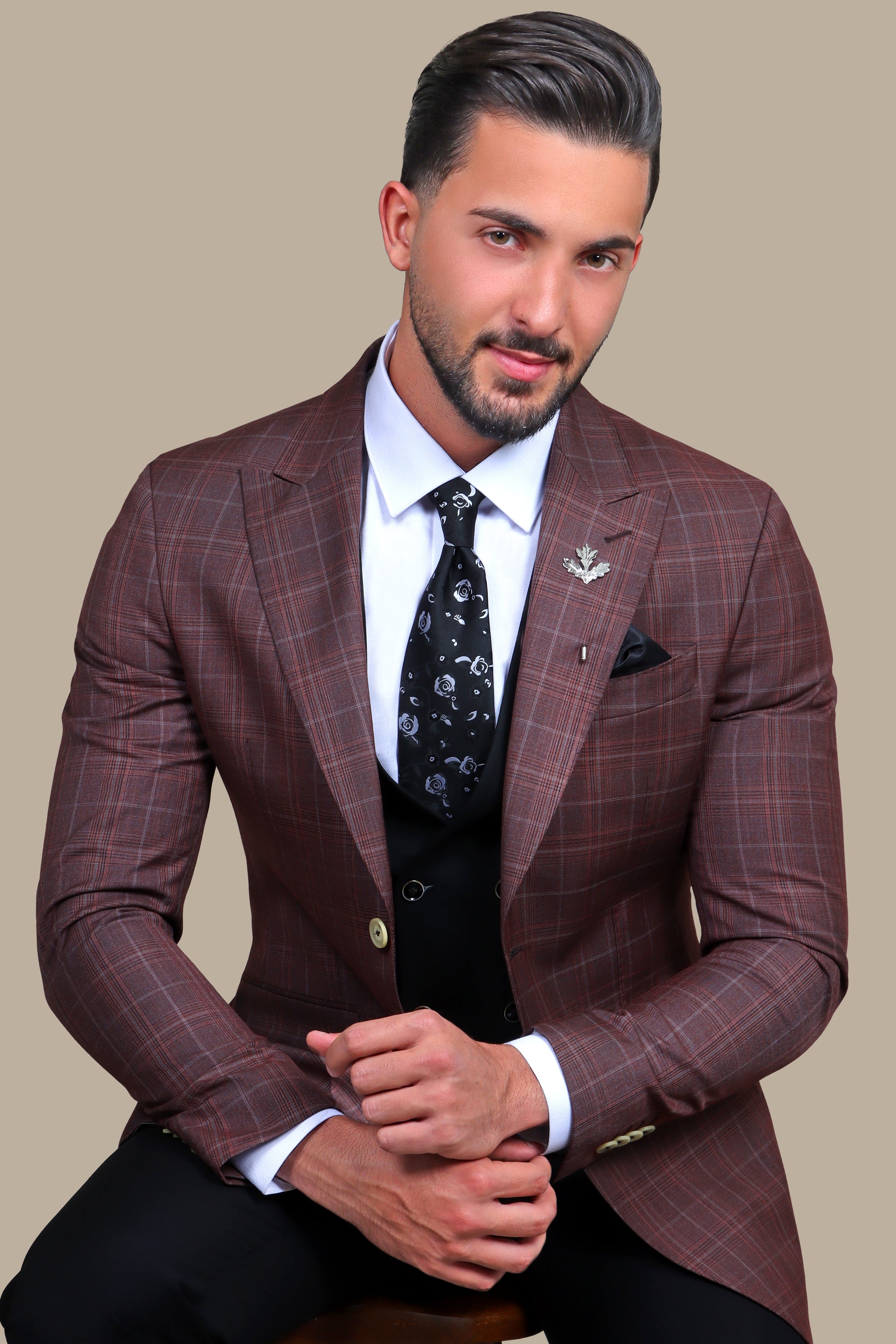 suit with tie and vest