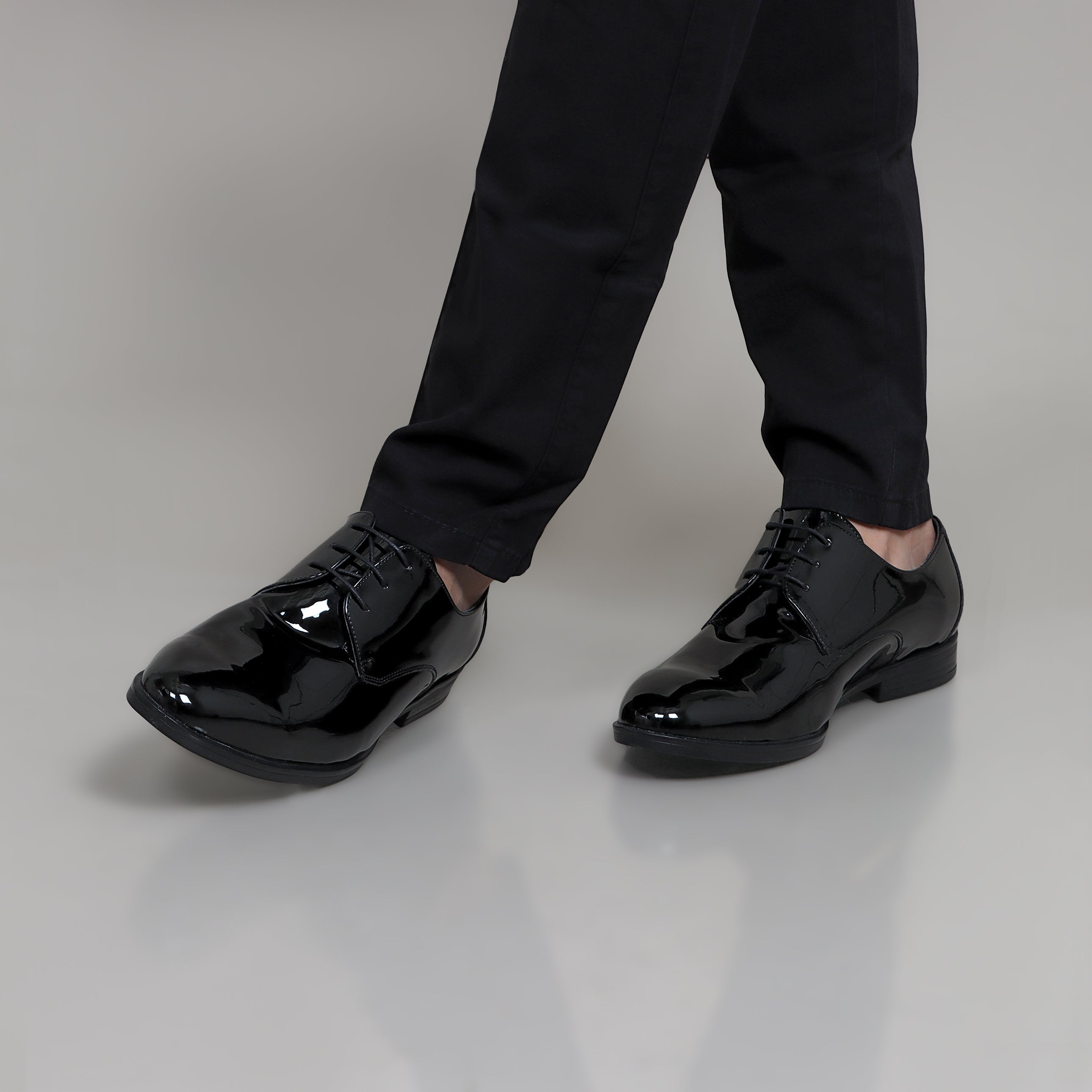 Midnight Elegance: Black Shiny Tuxedo Shoes