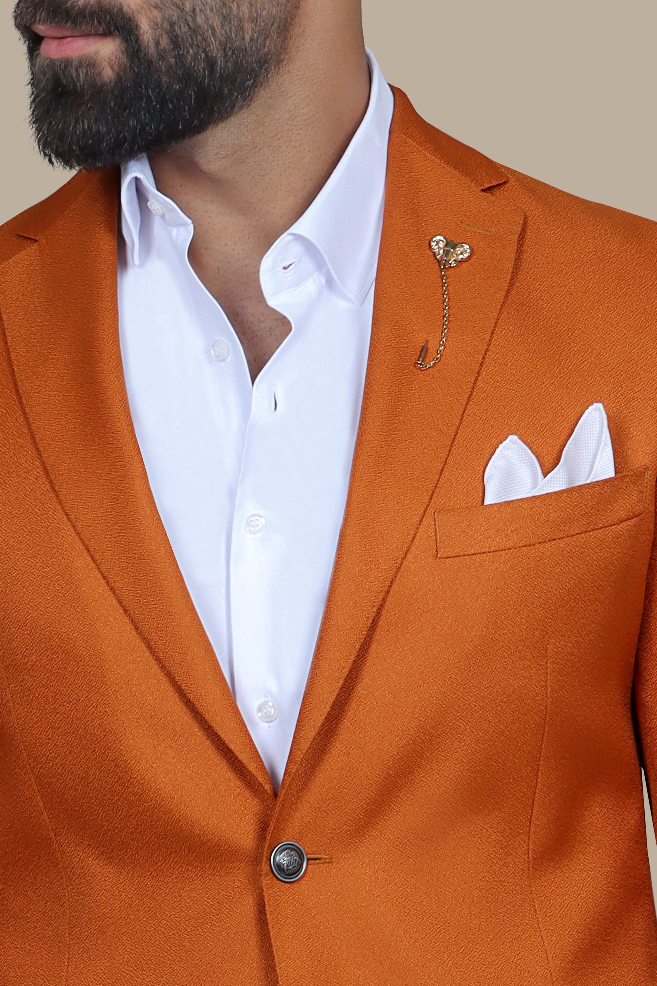 Spice Up Your Style: The FV Blazer in Dark Orange with Notch Lapel