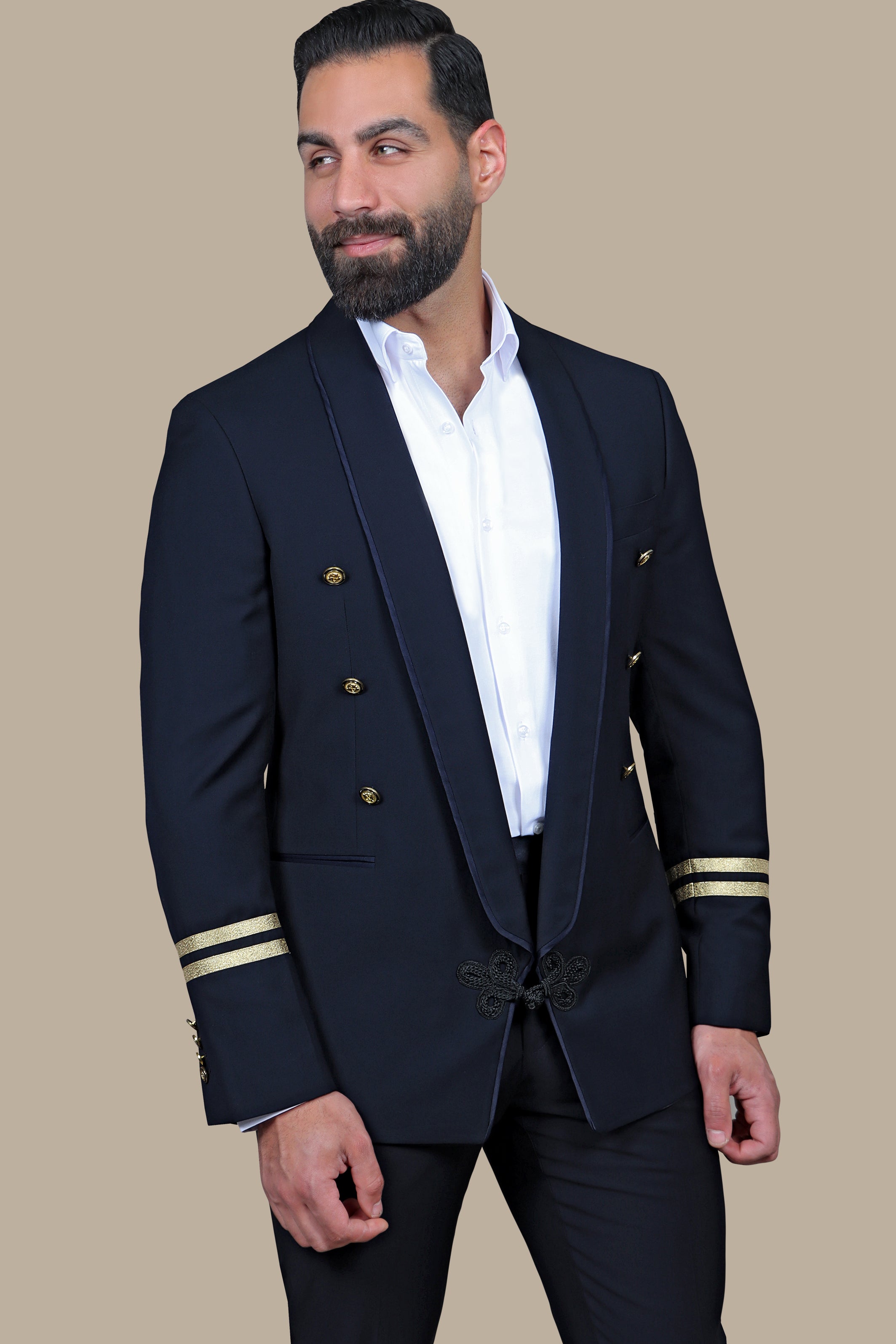 Gilded Maritime Elegance: The FV Special Collection Sailor Style Blazer with Gold Accents