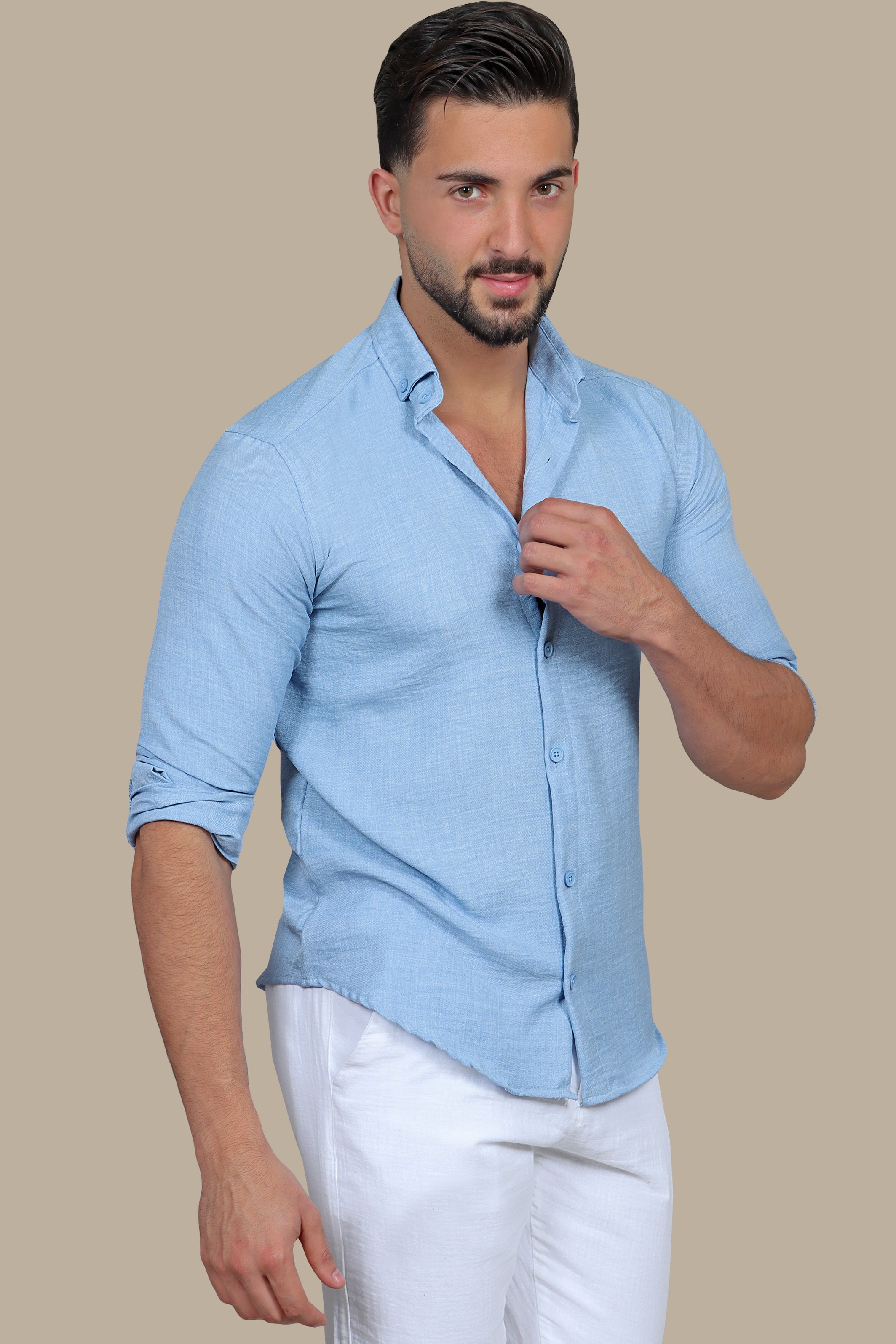Light Blue Linen Shirt: Classic Style in Long & Short Sleeves