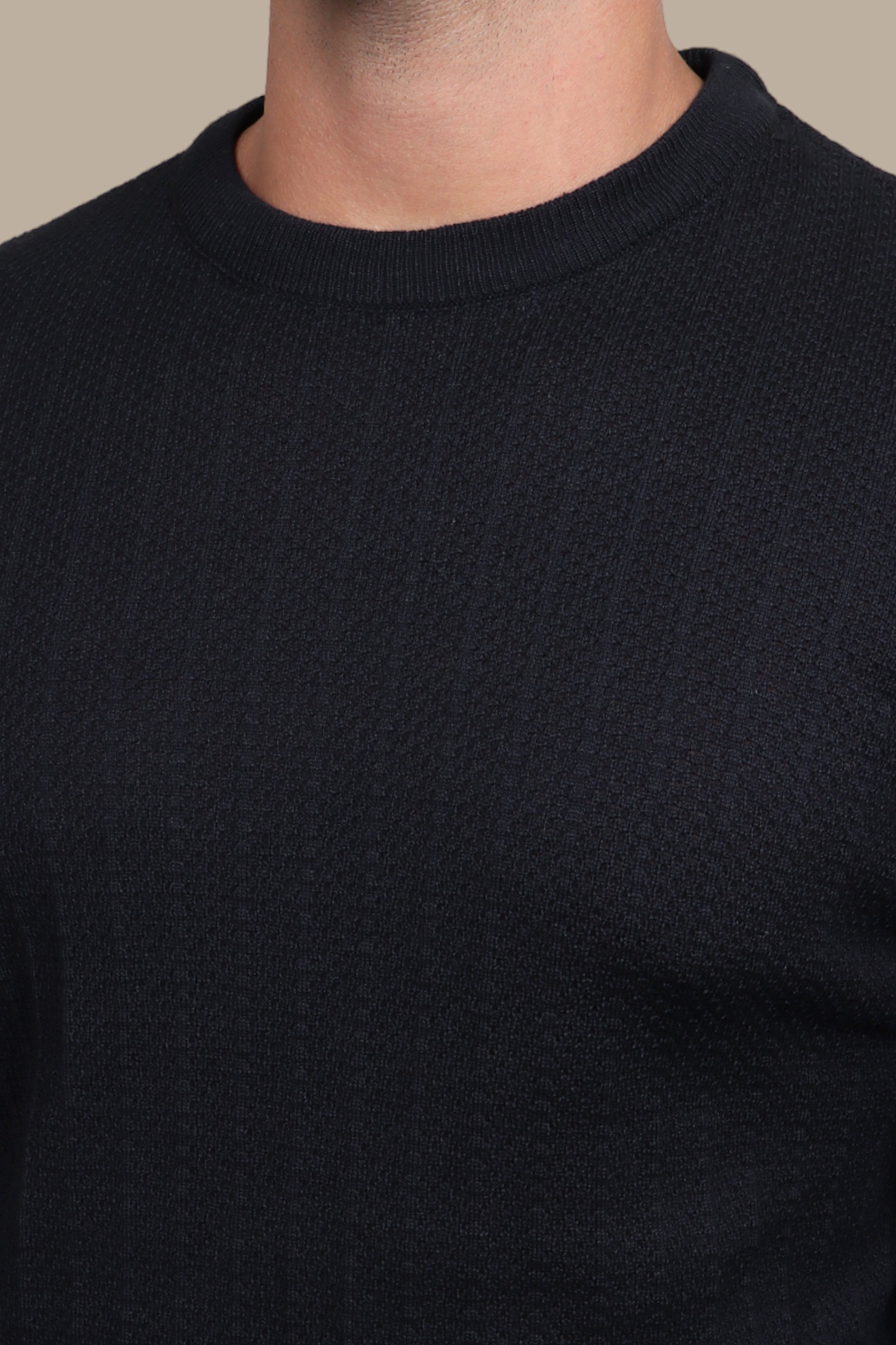 Black & Bold: Striped Round Neck Structured Sweater