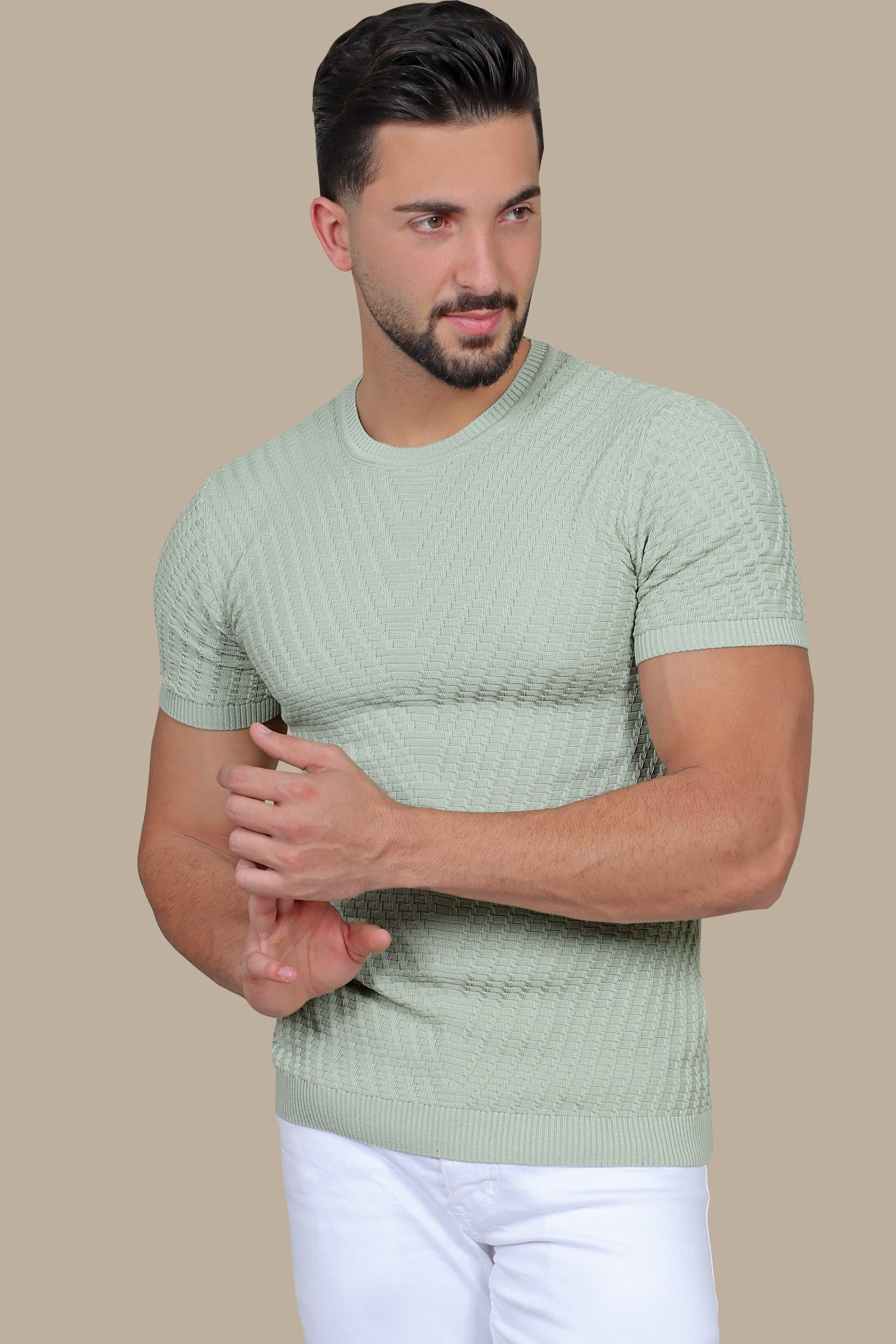 Essential Comfort: Olive Ecosse Stretch T-Shirt