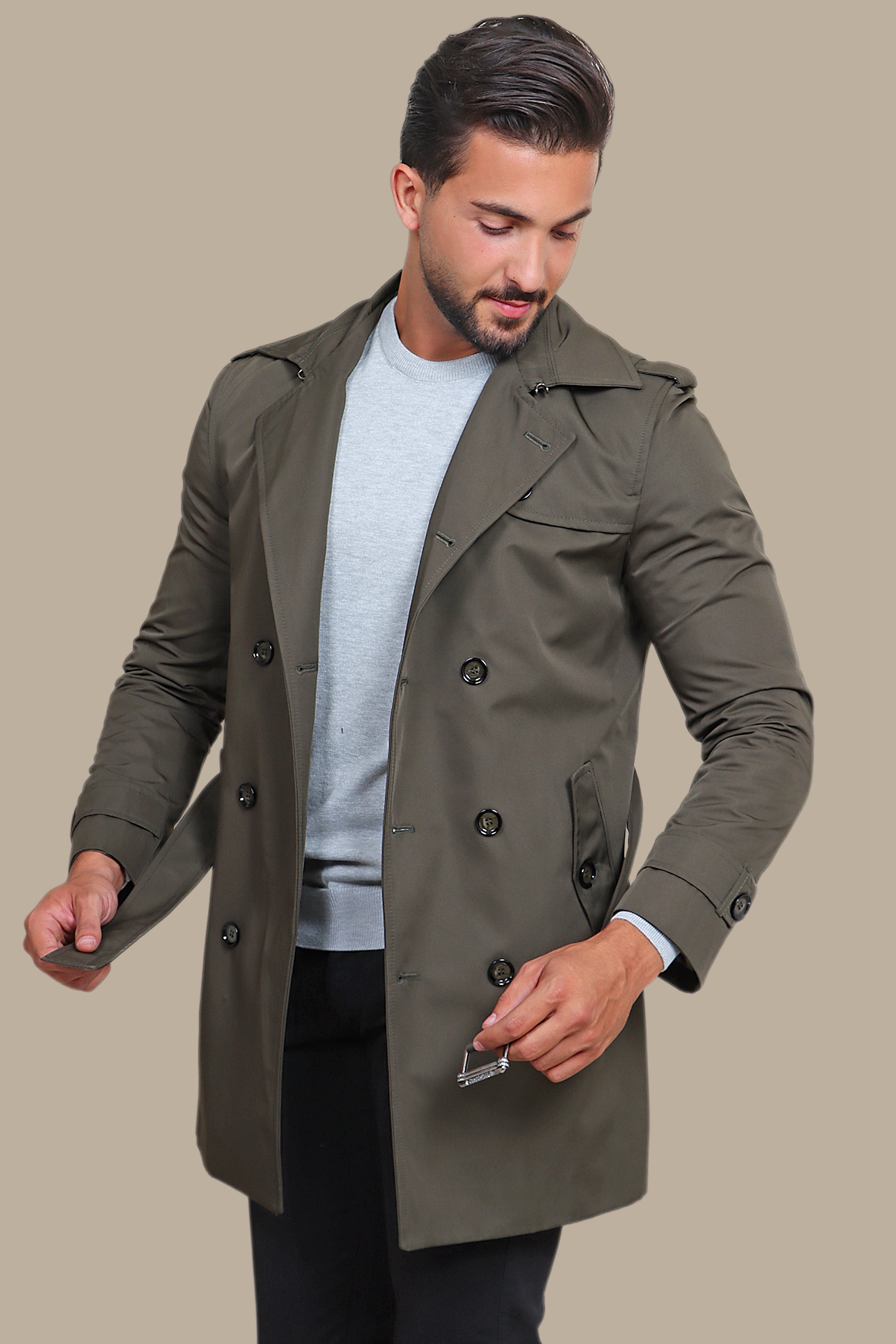 Olive Drab Defender: The Ultimate Trench Coat for Military Style
