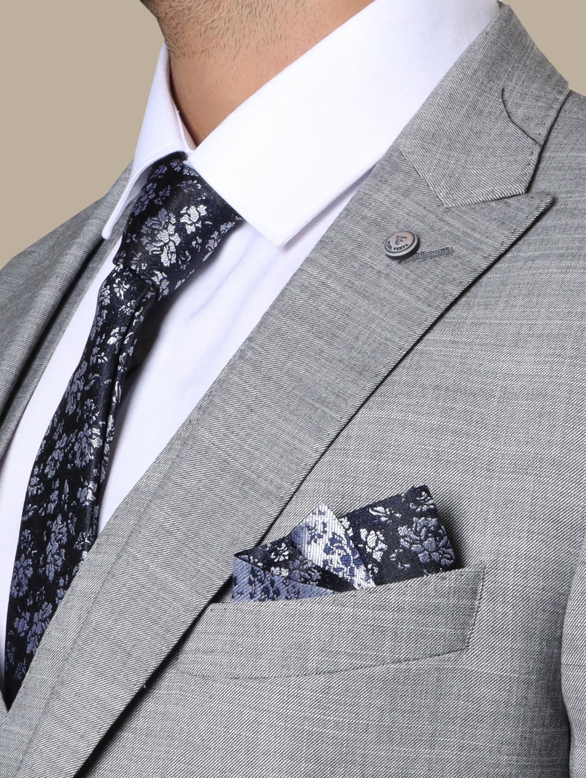Suit Fil a fil Lycra 3 Pcs | Grey