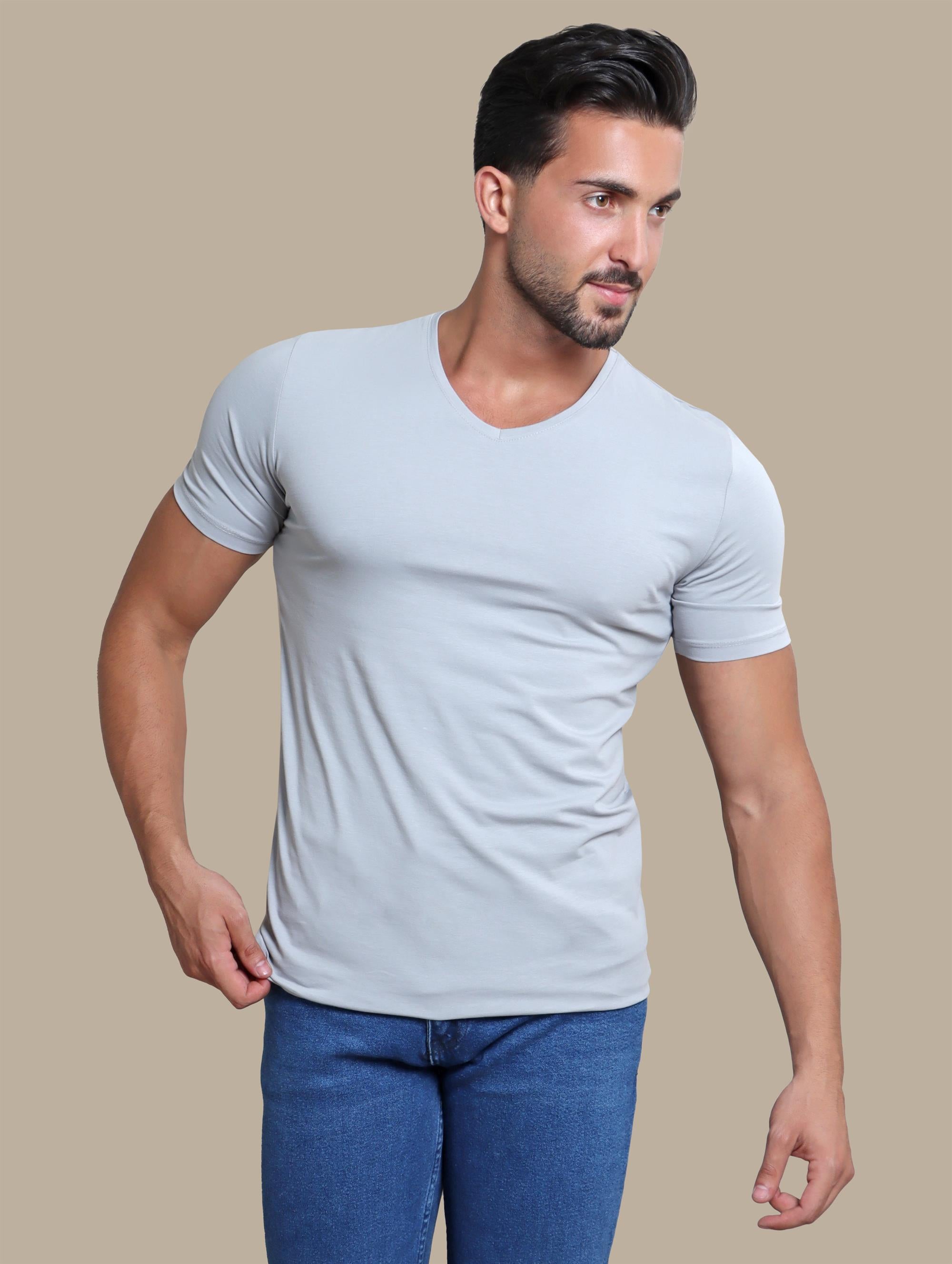 T-Shirt Basic V-Neck | Light Gray