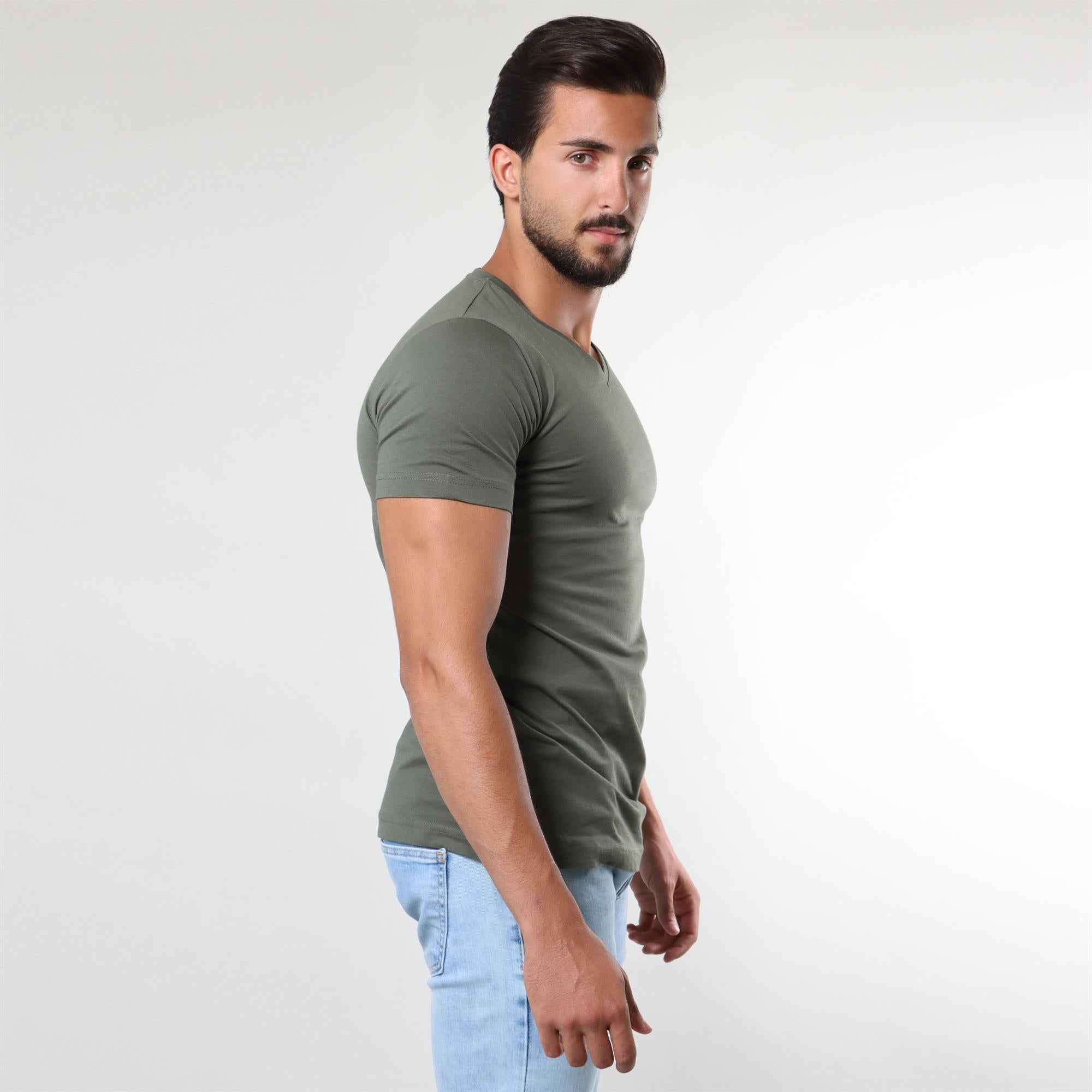 T-shirt Basic V-Neck | Khaki