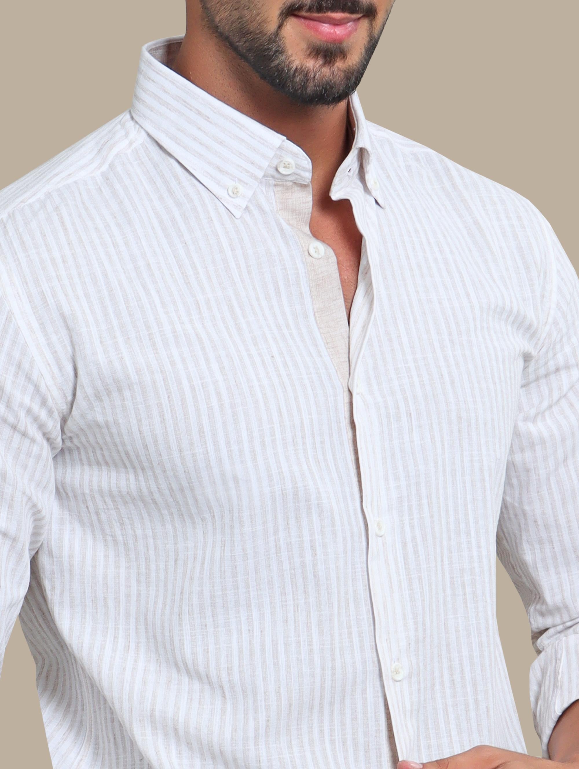 Shirt Linen Striped | Beige