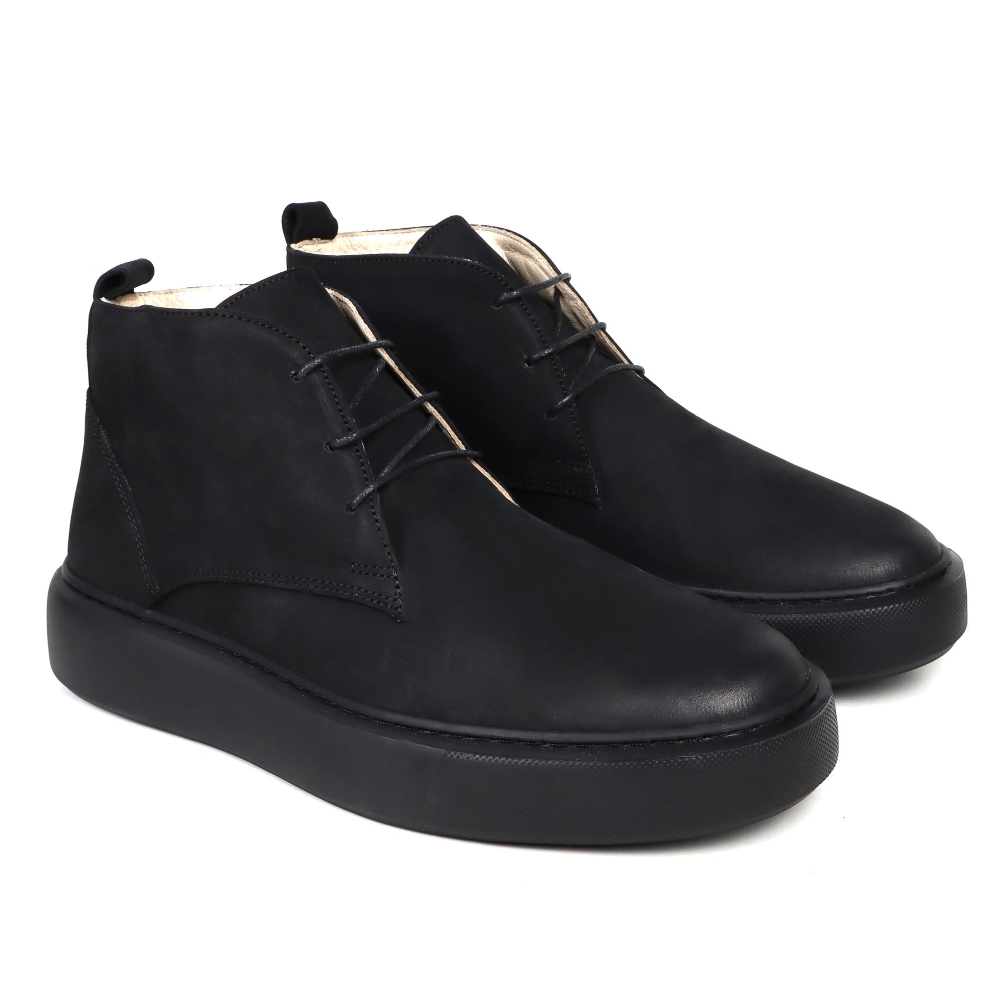 Shoes Half Boot Nubuck Plain | Black