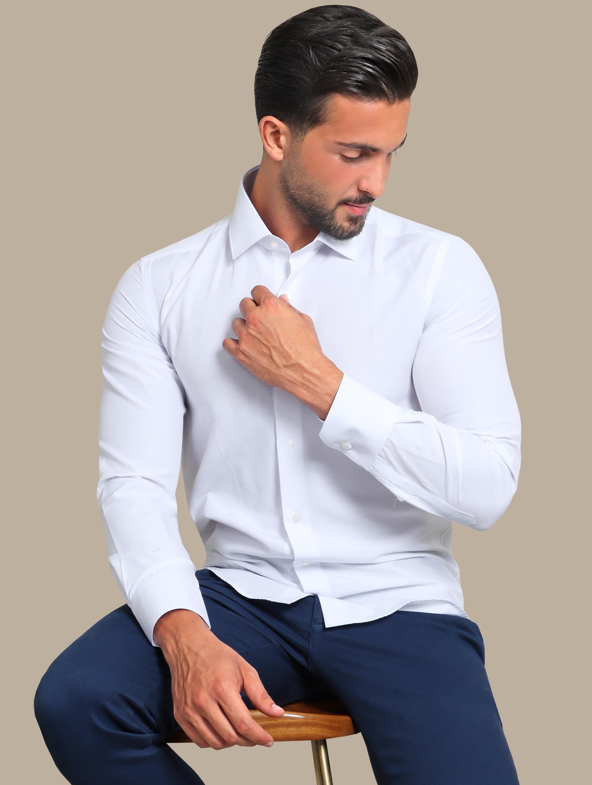 Shirt classic Fil a Fil Slim fit | White