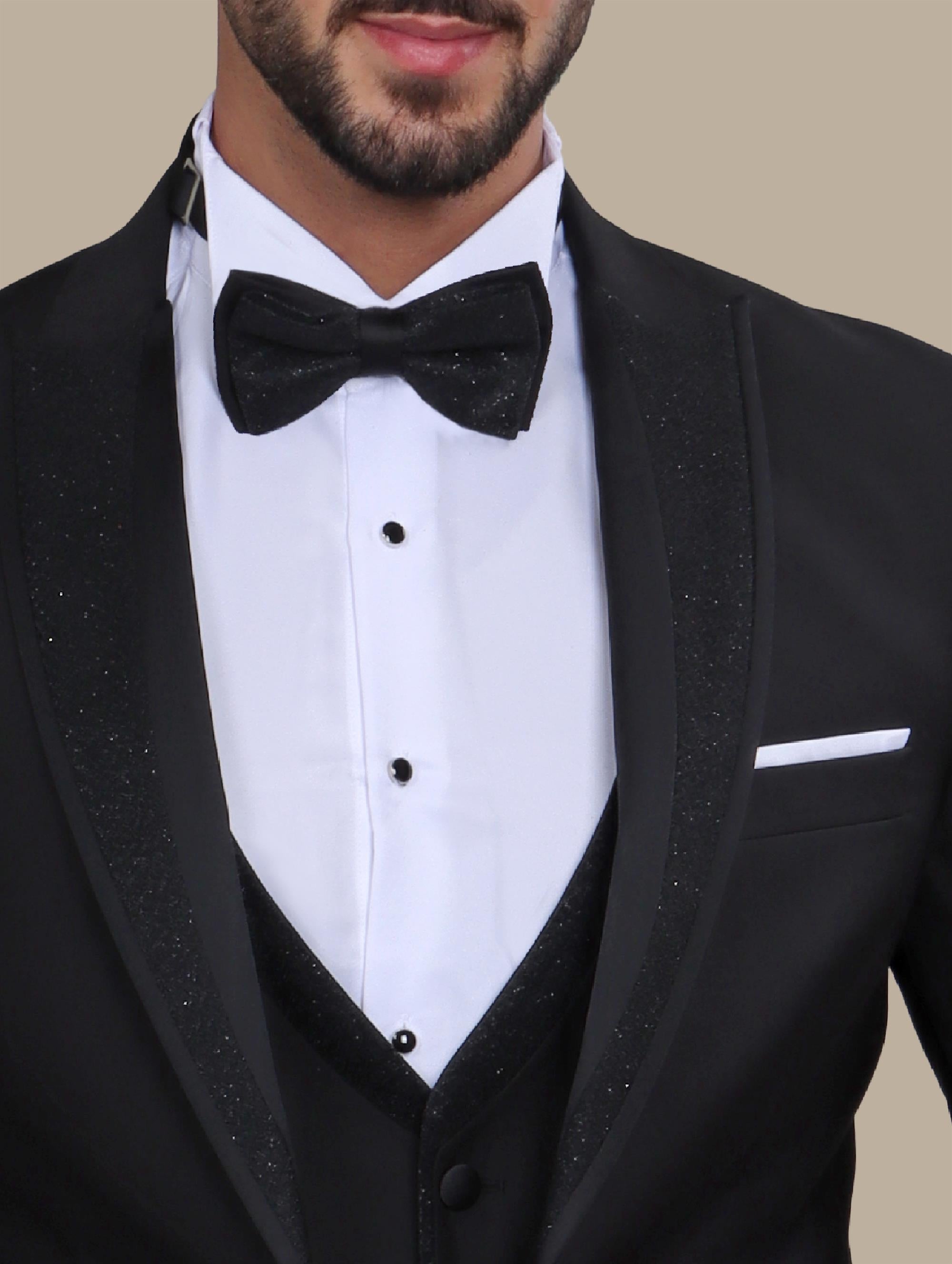Tuxedo Mixed Glitter Collar 4 Pcs | Black