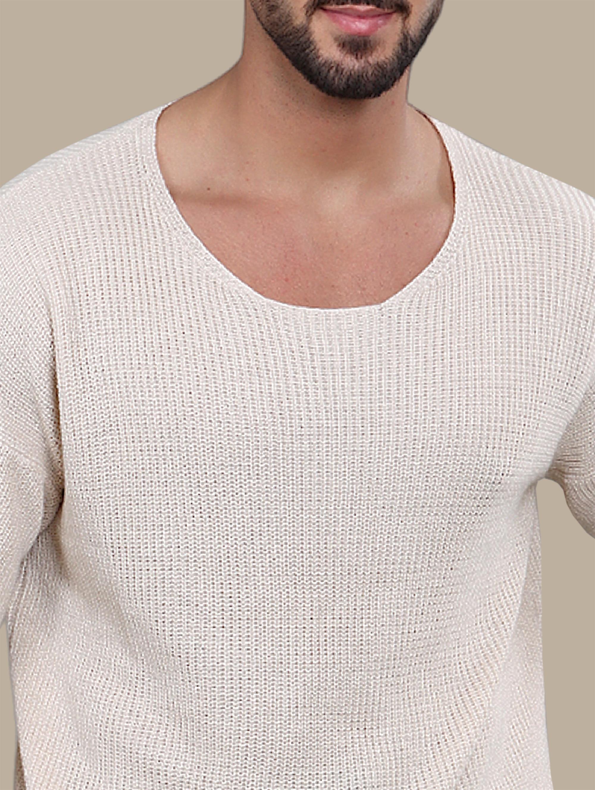 T-shirt Oversized 3/4 Knitted | Beige